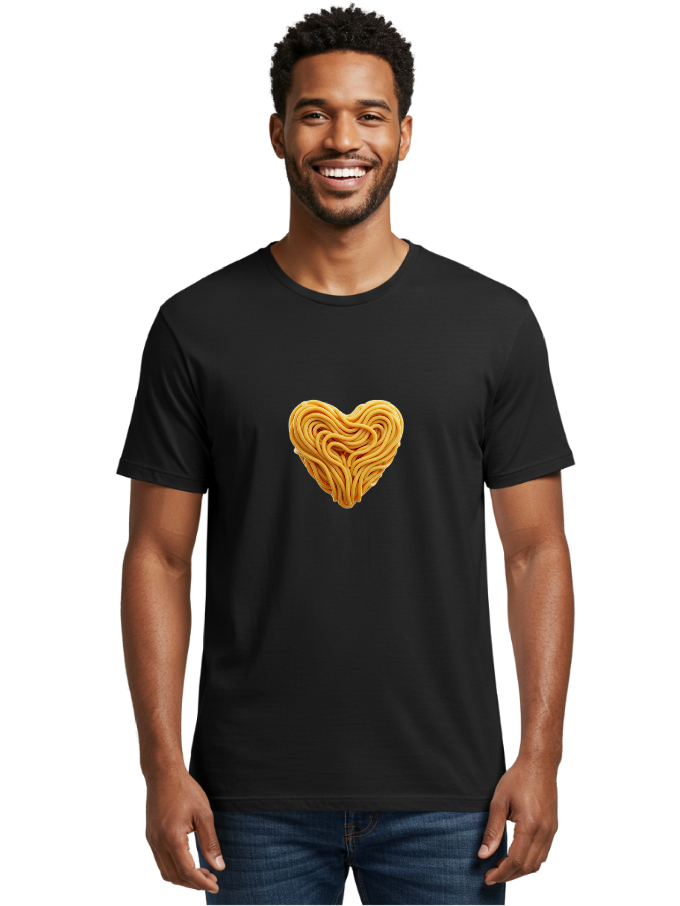 Noodles-Heart Men'S Graphic Tee, 100% Cotton, Comfortable Casual Summer Wear, Machine Washable, Heart Shaped Noodles, Creative Food Art, Noodle Design, Heart Made Of Noodles, Food Creativity, Unique Culinary Art, Noodle Heart, Food Styling Bae568 21