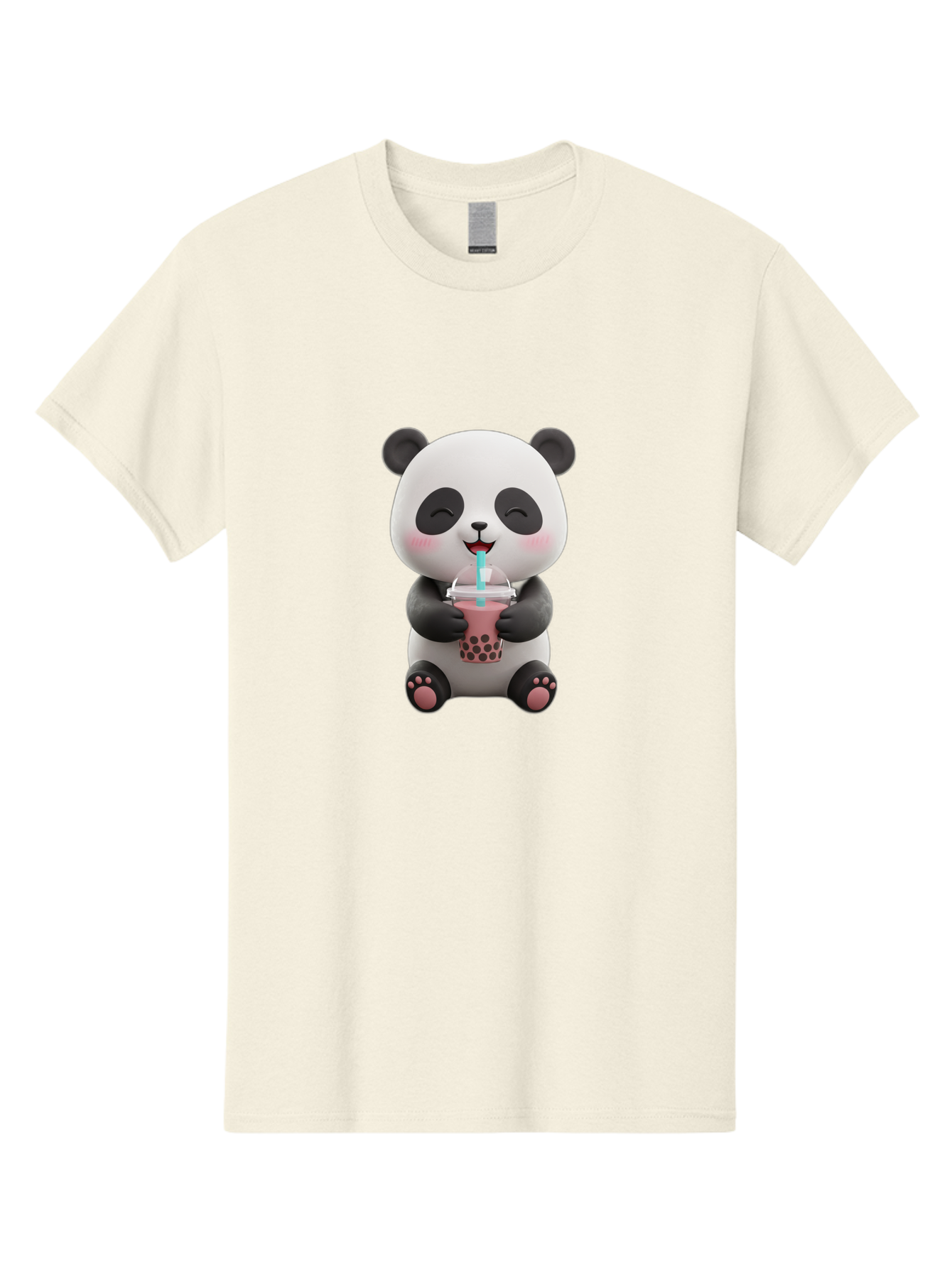Panda-Drinking-Boba-1 Men'S Graphic Tee, 100% Cotton, Comfortable Casual Summer Wear, Machine Washable, Cartoon Panda, Boba Tea, Pink Drink, Blue Straw, Happy Panda, Kawaii Character, Adorable Bear, Cute Animal, Tea Time, Boba Lover Bae575 10