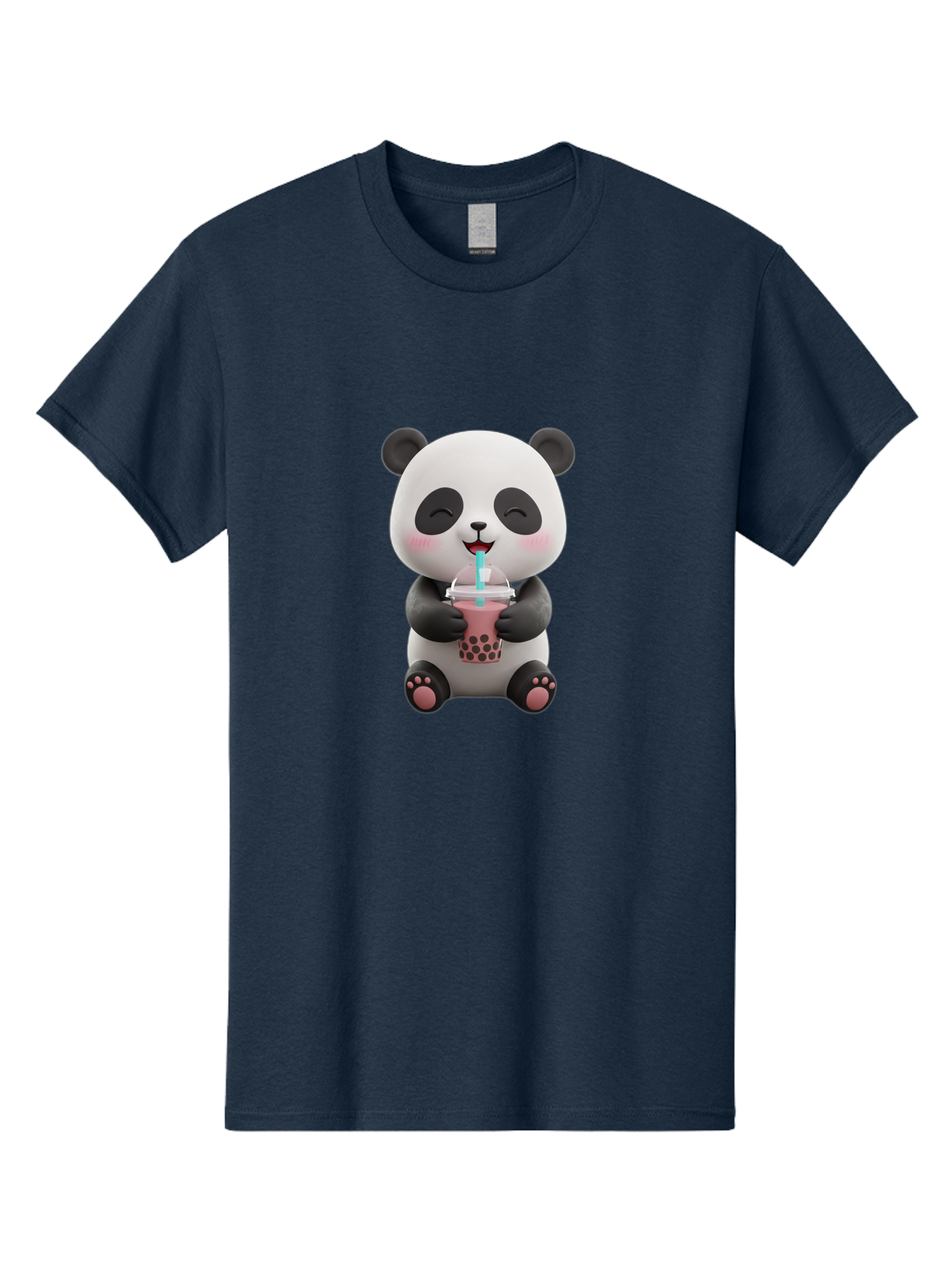 Panda-Drinking-Boba-1 Men'S Graphic Tee, 100% Cotton, Comfortable Casual Summer Wear, Machine Washable, Cartoon Panda, Boba Tea, Pink Drink, Blue Straw, Happy Panda, Kawaii Character, Adorable Bear, Cute Animal, Tea Time, Boba Lover Bae575 9