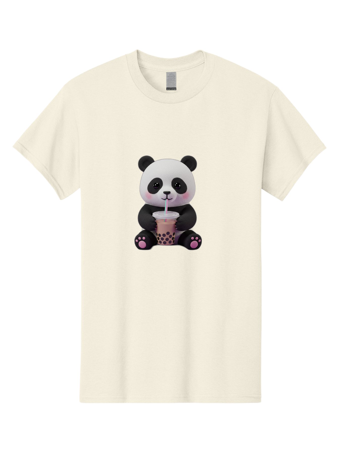 Panda-Drinking-Boba-2 Men'S Graphic Tee, 100% Cotton, Comfortable Casual Summer Wear, Machine Washable, Panda With Boba Tea, Cute Panda, Boba Drink, Bubble Tea, Cute Animal, Kawaii Culture, Cartoon Character, Boba Lover Bae576 15