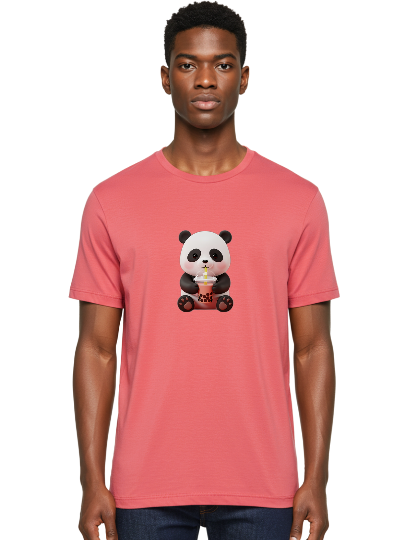 Panda-Drinking-Bubble-Tea-2 Men'S Graphic Tee, 100% Cotton, Comfortable Casual Summer Wear, Machine Washable, Panda, Bubble Tea, Boba, Cartoon Character, Cute Animal, Funny Illustration, Drinking Straw, Kawaii, Asian Culture, Adorable Panda, Bae579 22