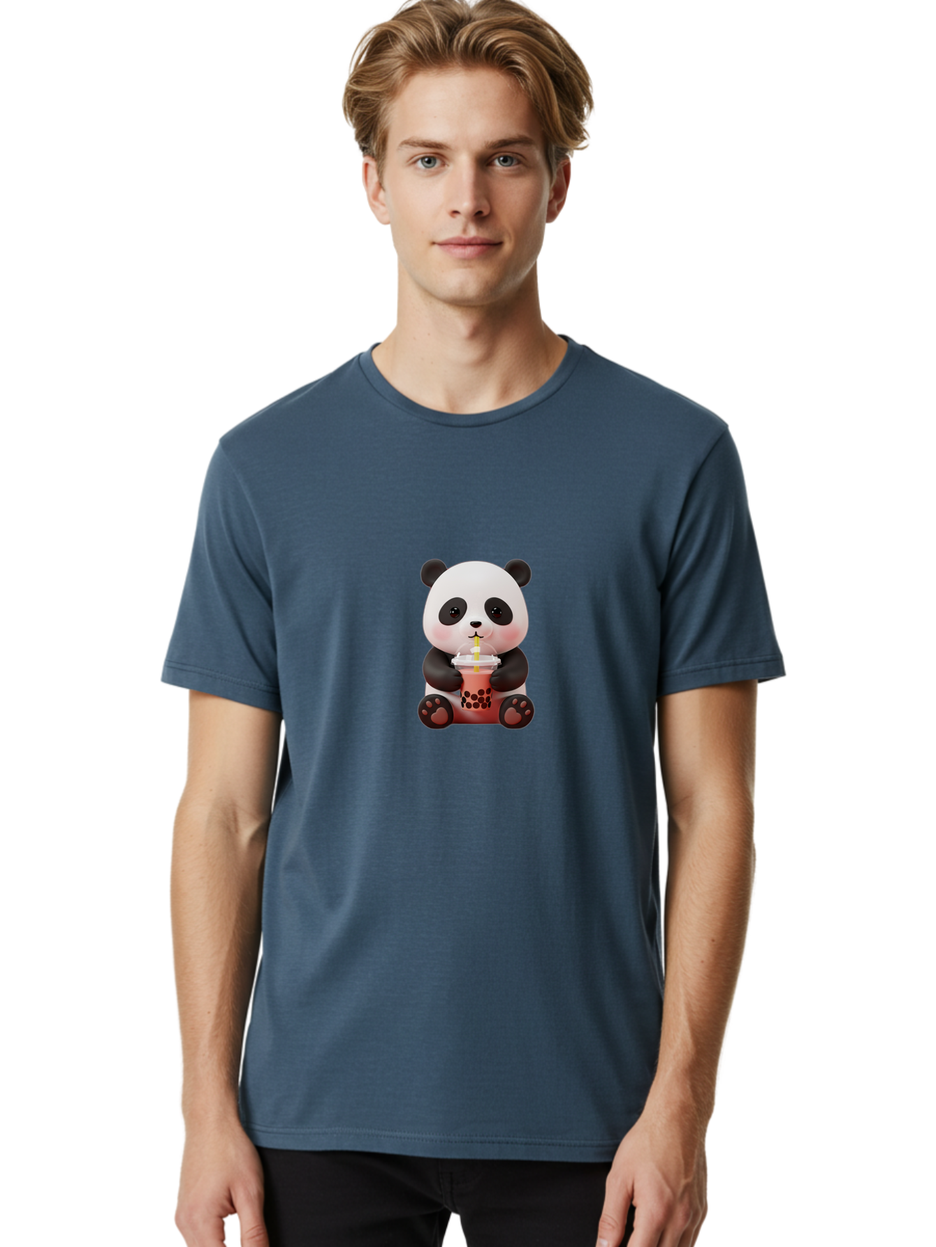 Panda-Drinking-Bubble-Tea-2 Men'S Graphic Tee, 100% Cotton, Comfortable Casual Summer Wear, Machine Washable, Panda, Bubble Tea, Boba, Cartoon Character, Cute Animal, Funny Illustration, Drinking Straw, Kawaii, Asian Culture, Adorable Panda, Bae579 18