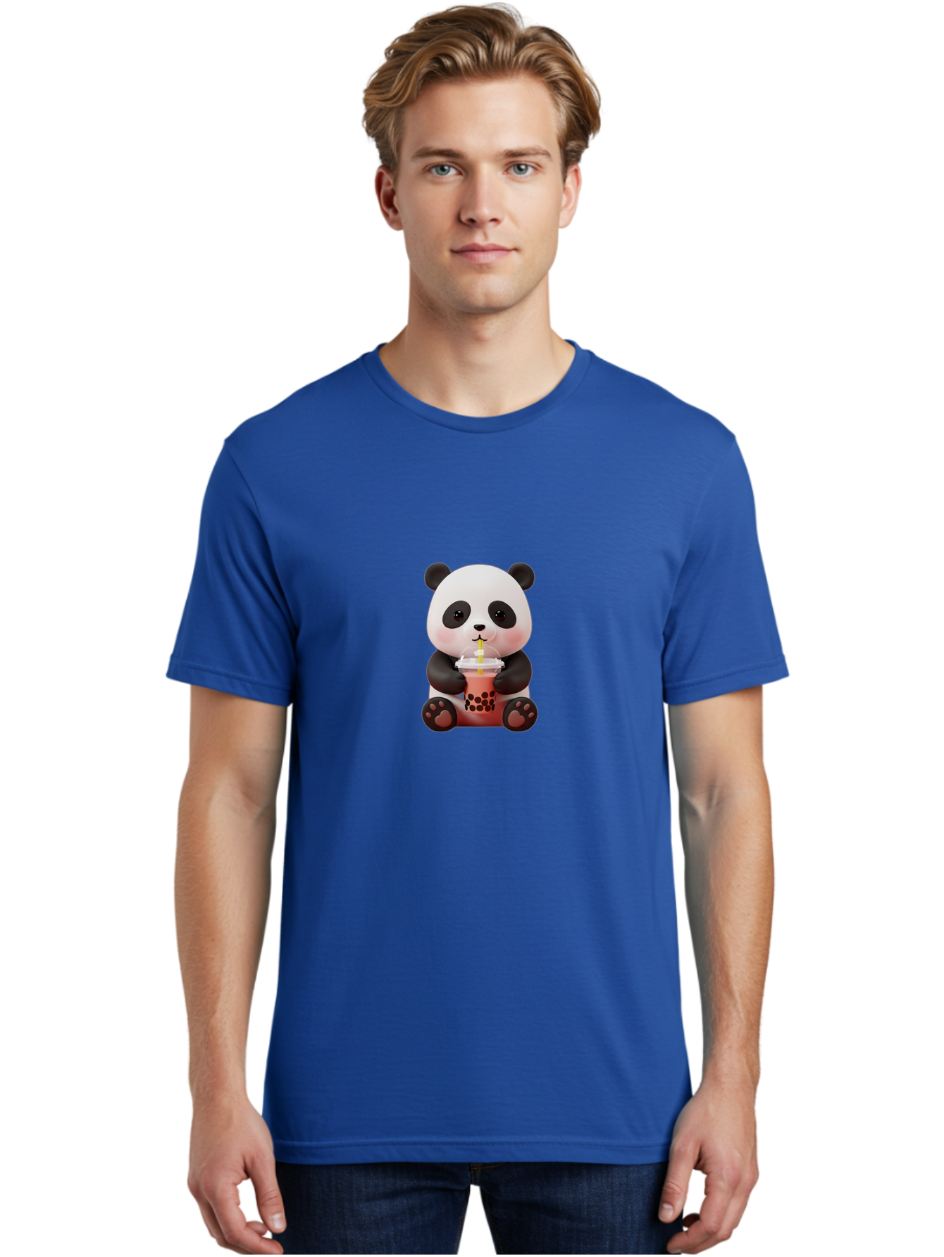 Panda-Drinking-Bubble-Tea-2 Men'S Graphic Tee, 100% Cotton, Comfortable Casual Summer Wear, Machine Washable, Panda, Bubble Tea, Boba, Cartoon Character, Cute Animal, Funny Illustration, Drinking Straw, Kawaii, Asian Culture, Adorable Panda, Bae579 20