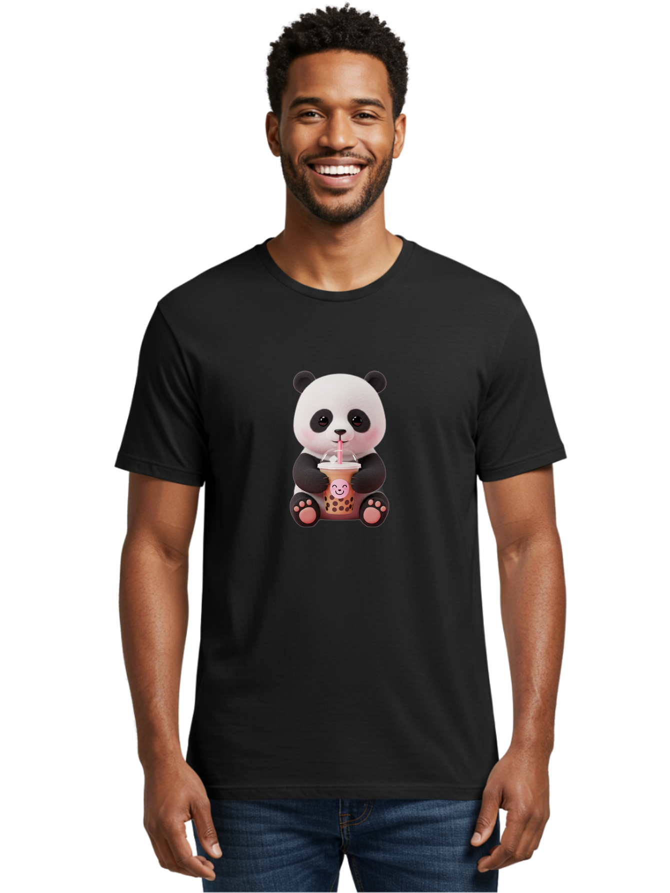 Panda-Drinking-Bubble-Tea-5 Men'S Graphic Tee, 100% Cotton, Comfortable Casual Summer Wear, Machine Washable, Cartoon Panda, Boba Tea, Bubble Tea, Adorable Animal, Kawaii Character, Milk Tea, Straw, Cute Design, Funny Illustration, Bae582 28