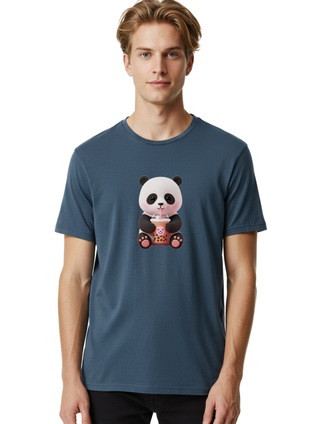 Panda-Drinking-Bubble-Tea-5 Men'S Graphic Tee, 100% Cotton, Comfortable Casual Summer Wear, Machine Washable, Cartoon Panda, Boba Tea, Bubble Tea, Adorable Animal, Kawaii Character, Milk Tea, Straw, Cute Design, Funny Illustration, Bae582 21
