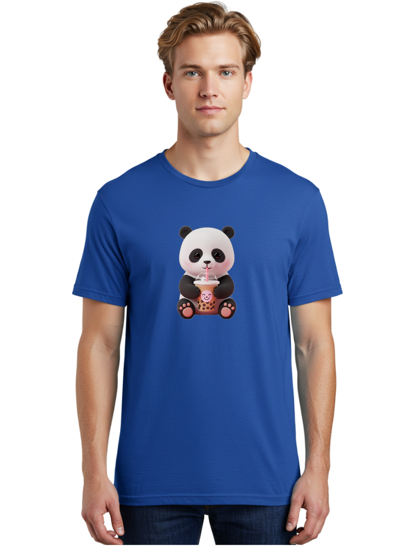 Panda-Drinking-Bubble-Tea-5 Men'S Graphic Tee, 100% Cotton, Comfortable Casual Summer Wear, Machine Washable, Cartoon Panda, Boba Tea, Bubble Tea, Adorable Animal, Kawaii Character, Milk Tea, Straw, Cute Design, Funny Illustration, Bae582 22