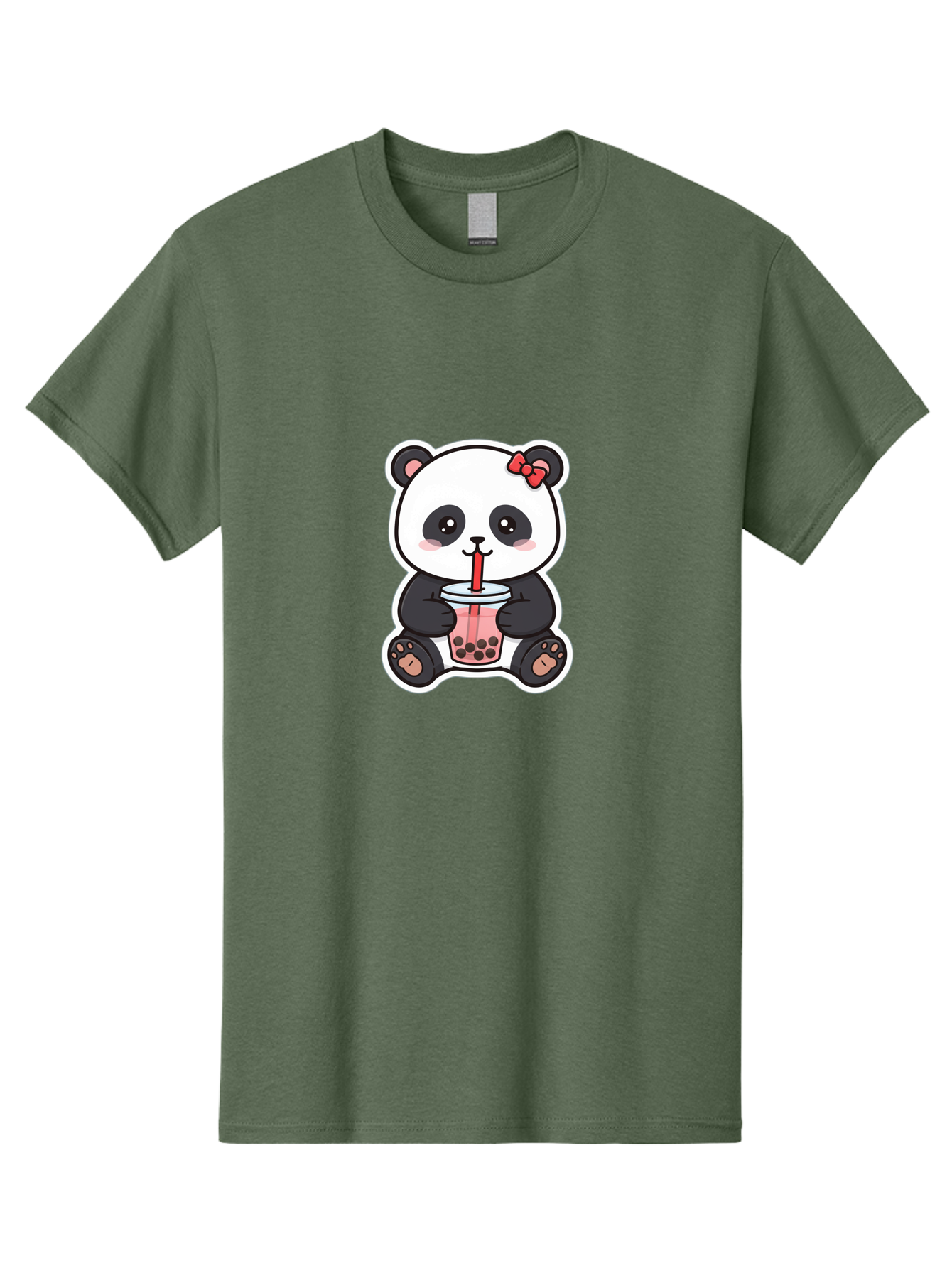 Panda-Drinking-Bubble-Tea Men'S Graphic Tee, 100% Cotton, Comfortable Casual Summer Wear, Machine Washable, Cute Panda, Boba Tea, Bubble Tea, Kawaii Character, Adorable Animal, Pink Drink, Red Straw, Boba Lover, Cartoon Style Bae583 6