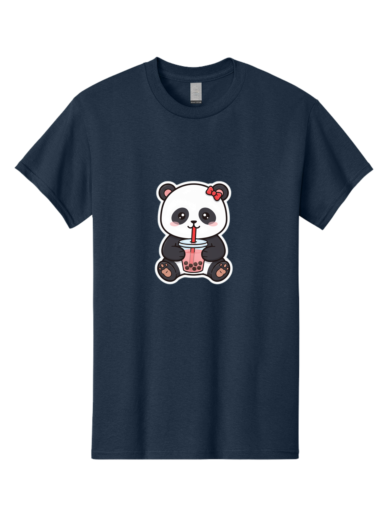 Panda-Drinking-Bubble-Tea Men'S Graphic Tee, 100% Cotton, Comfortable Casual Summer Wear, Machine Washable, Cute Panda, Boba Tea, Bubble Tea, Kawaii Character, Adorable Animal, Pink Drink, Red Straw, Boba Lover, Cartoon Style Bae583 13