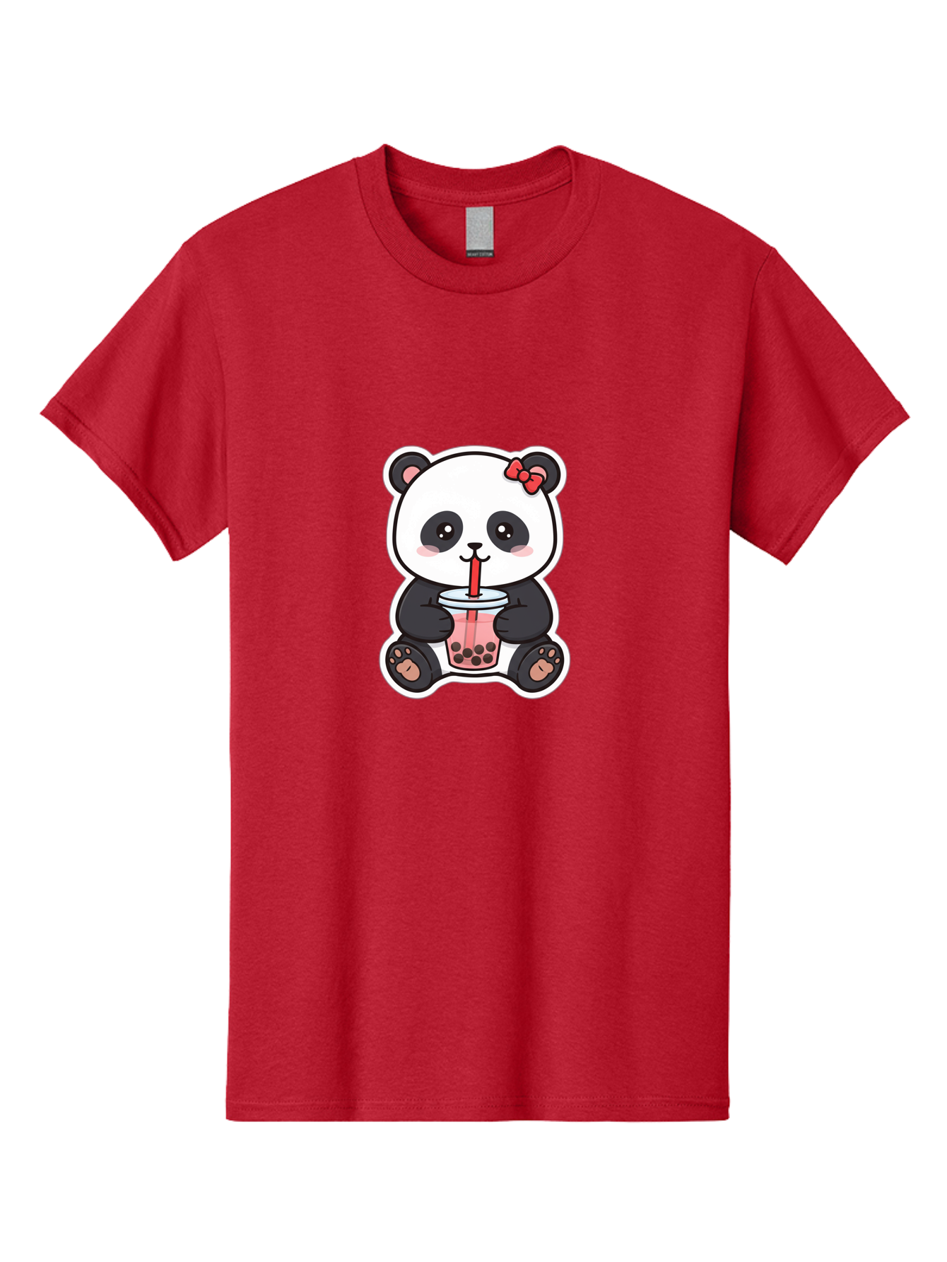 Panda-Drinking-Bubble-Tea Men'S Graphic Tee, 100% Cotton, Comfortable Casual Summer Wear, Machine Washable, Cute Panda, Boba Tea, Bubble Tea, Kawaii Character, Adorable Animal, Pink Drink, Red Straw, Boba Lover, Cartoon Style Bae583 12