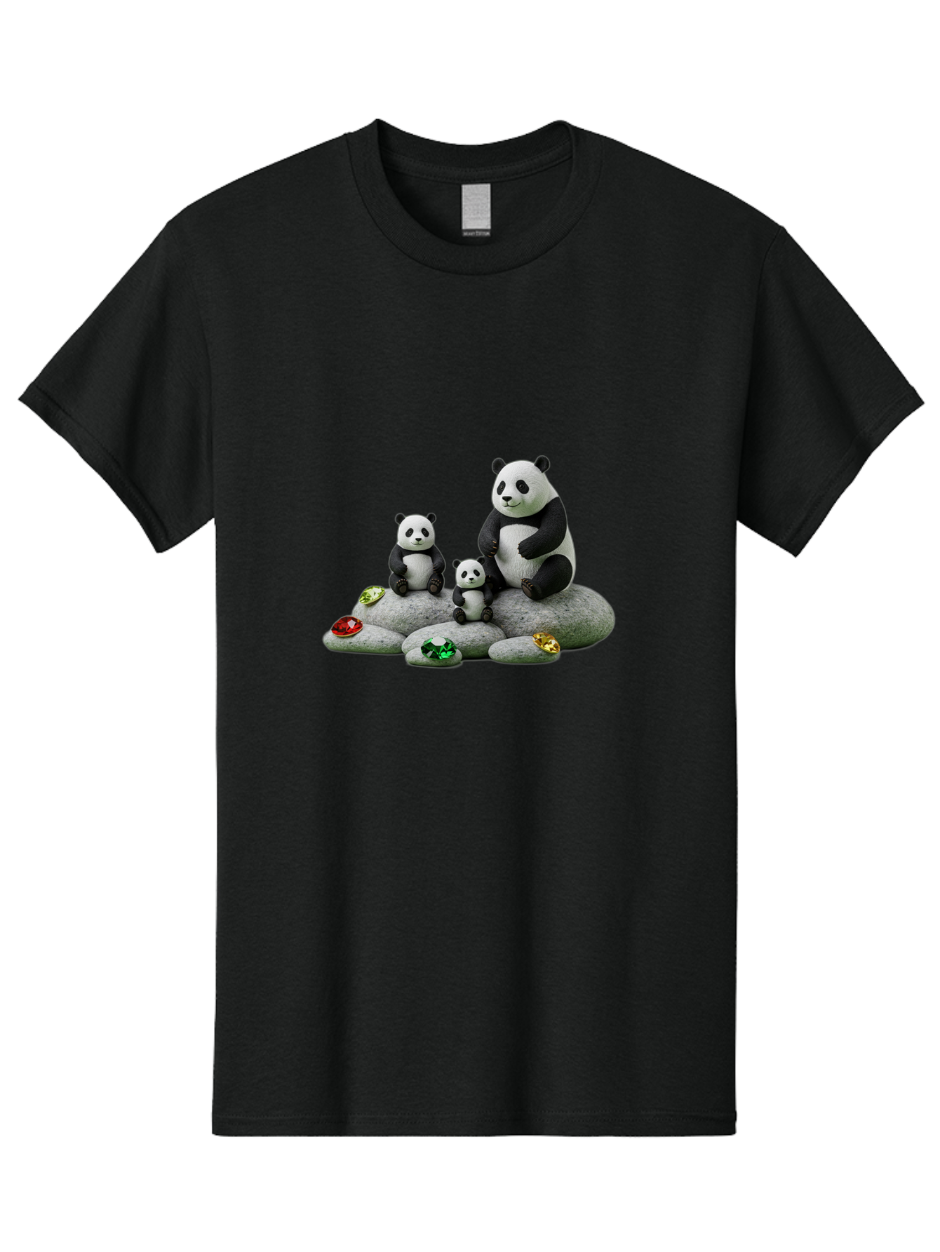 Panda-Family-5 Men'S Graphic Tee, 100% Cotton, Comfortable Casual Summer Wear, Machine Washable, Panda Bear Family, Adorable Pandas, Cute Cubs, Black And White Fur, Gemstones, Decorative Stones, Playful Design, Cute Animal Art, Family Bonding Bae590 7