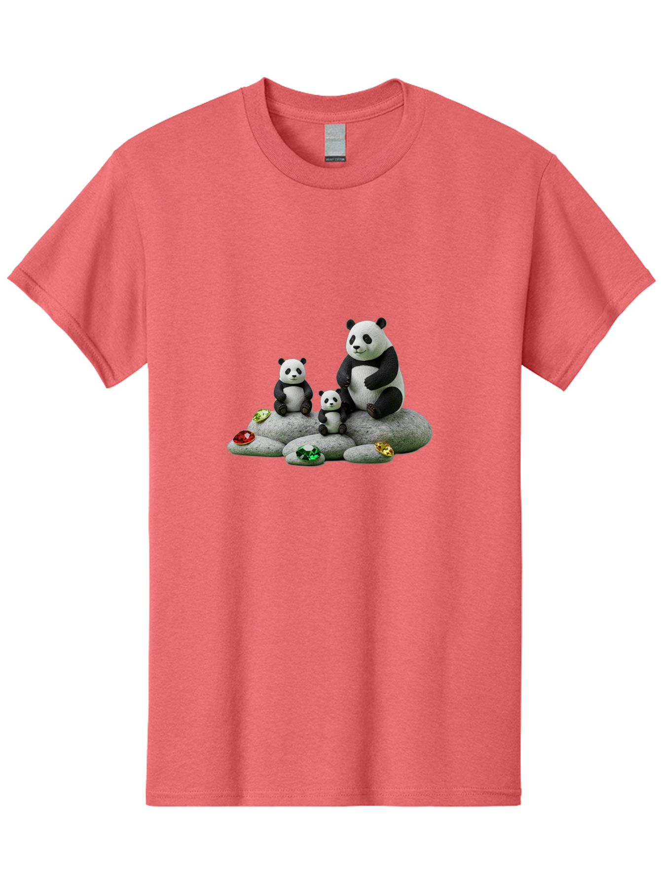Panda-Family-5 Men'S Graphic Tee, 100% Cotton, Comfortable Casual Summer Wear, Machine Washable, Panda Bear Family, Adorable Pandas, Cute Cubs, Black And White Fur, Gemstones, Decorative Stones, Playful Design, Cute Animal Art, Family Bonding Bae590 4