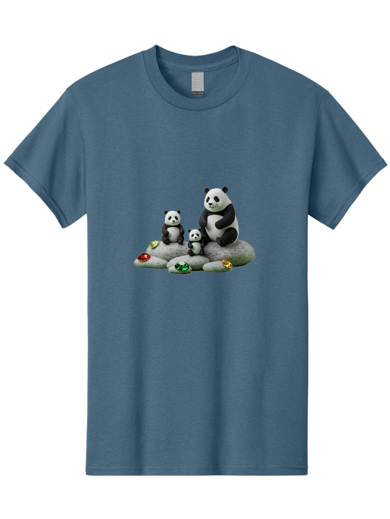 Panda-Family-5 Men'S Graphic Tee, 100% Cotton, Comfortable Casual Summer Wear, Machine Washable, Panda Bear Family, Adorable Pandas, Cute Cubs, Black And White Fur, Gemstones, Decorative Stones, Playful Design, Cute Animal Art, Family Bonding Bae590 14