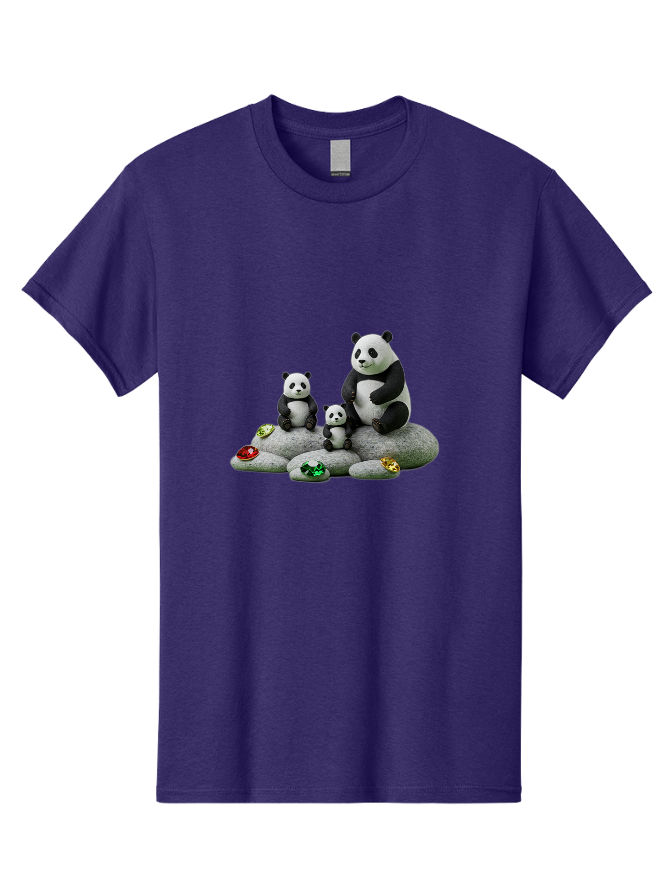 Panda-Family-5 Men'S Graphic Tee, 100% Cotton, Comfortable Casual Summer Wear, Machine Washable, Panda Bear Family, Adorable Pandas, Cute Cubs, Black And White Fur, Gemstones, Decorative Stones, Playful Design, Cute Animal Art, Family Bonding Bae590 9