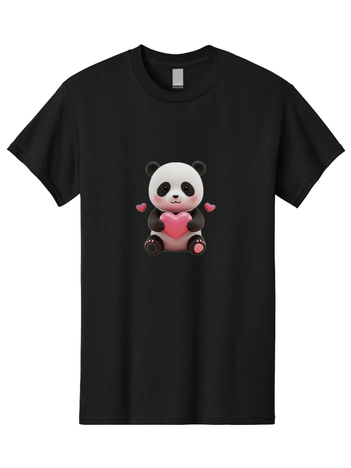 Panda-Holding-Heart-1 Men'S Graphic Tee, 100% Cotton, Comfortable Casual Summer Wear, Machine Washable, Cartoon Panda Holding Heart, Cute Panda Bear, Pink Hearts, Adorable Design, Kawaii Character, Love Symbol, Digital Illustration, Bae592 9