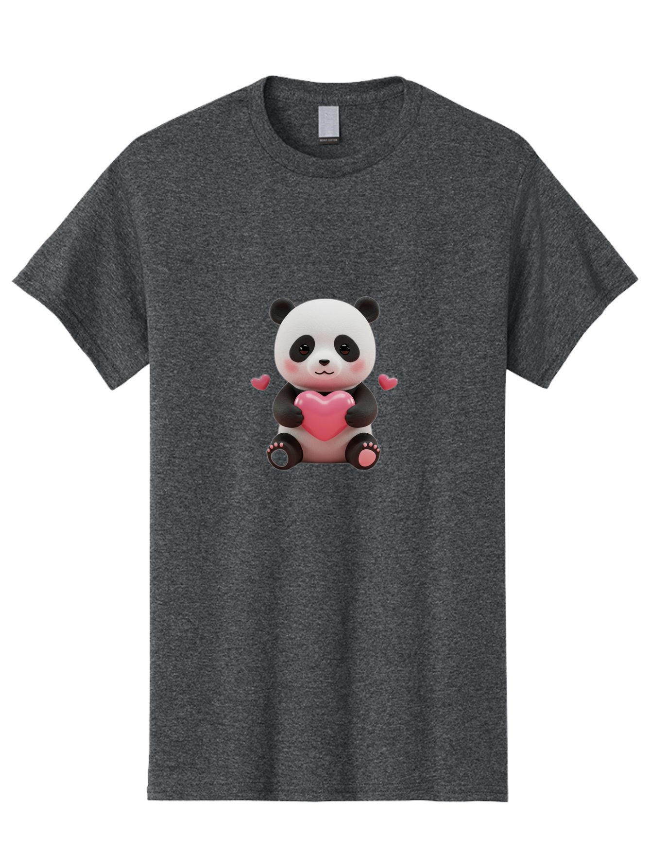 Panda-Holding-Heart-1 Men'S Graphic Tee, 100% Cotton, Comfortable Casual Summer Wear, Machine Washable, Cartoon Panda Holding Heart, Cute Panda Bear, Pink Hearts, Adorable Design, Kawaii Character, Love Symbol, Digital Illustration, Bae592 8