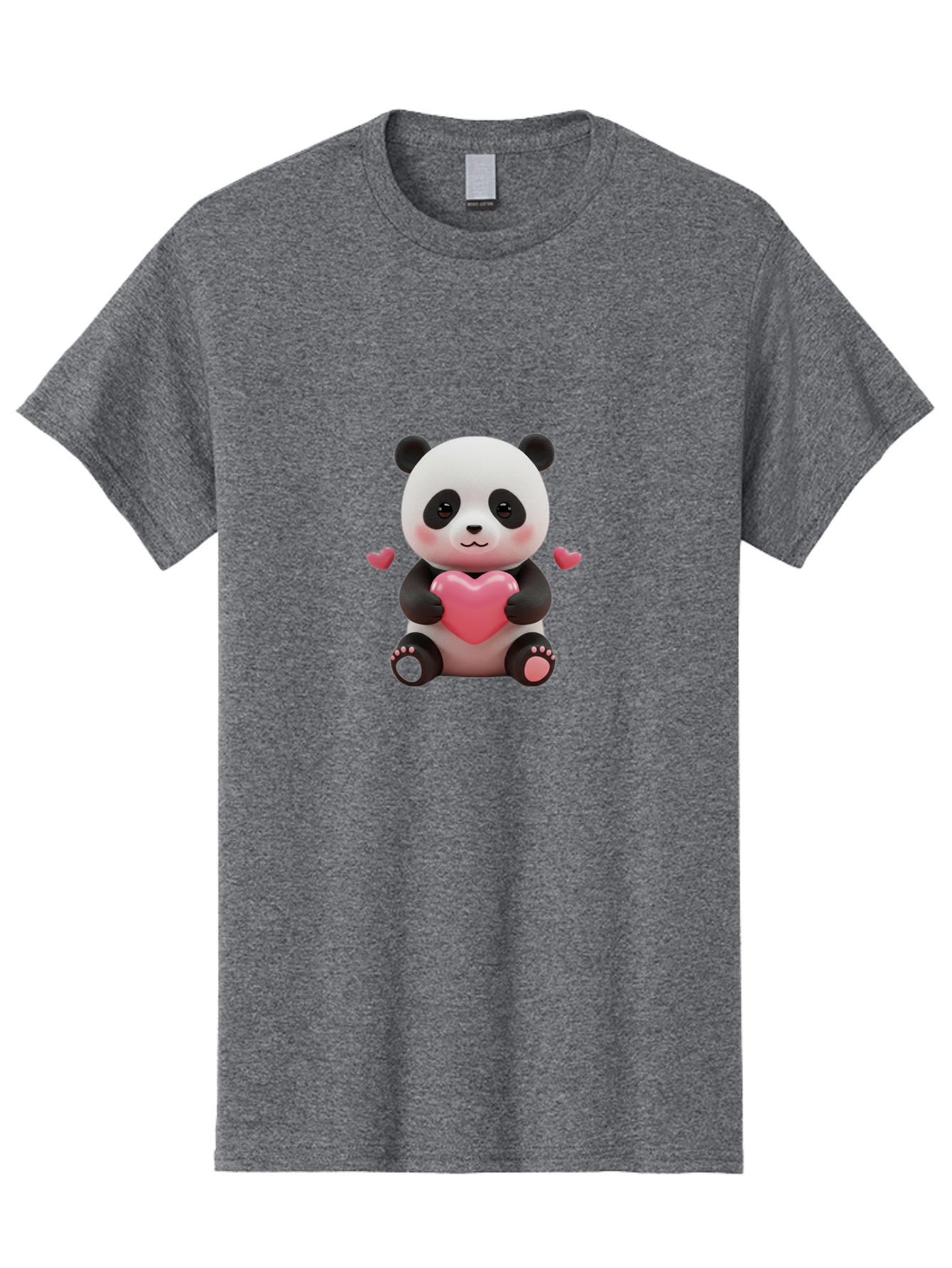 Panda-Holding-Heart-1 Men'S Graphic Tee, 100% Cotton, Comfortable Casual Summer Wear, Machine Washable, Cartoon Panda Holding Heart, Cute Panda Bear, Pink Hearts, Adorable Design, Kawaii Character, Love Symbol, Digital Illustration, Bae592 7