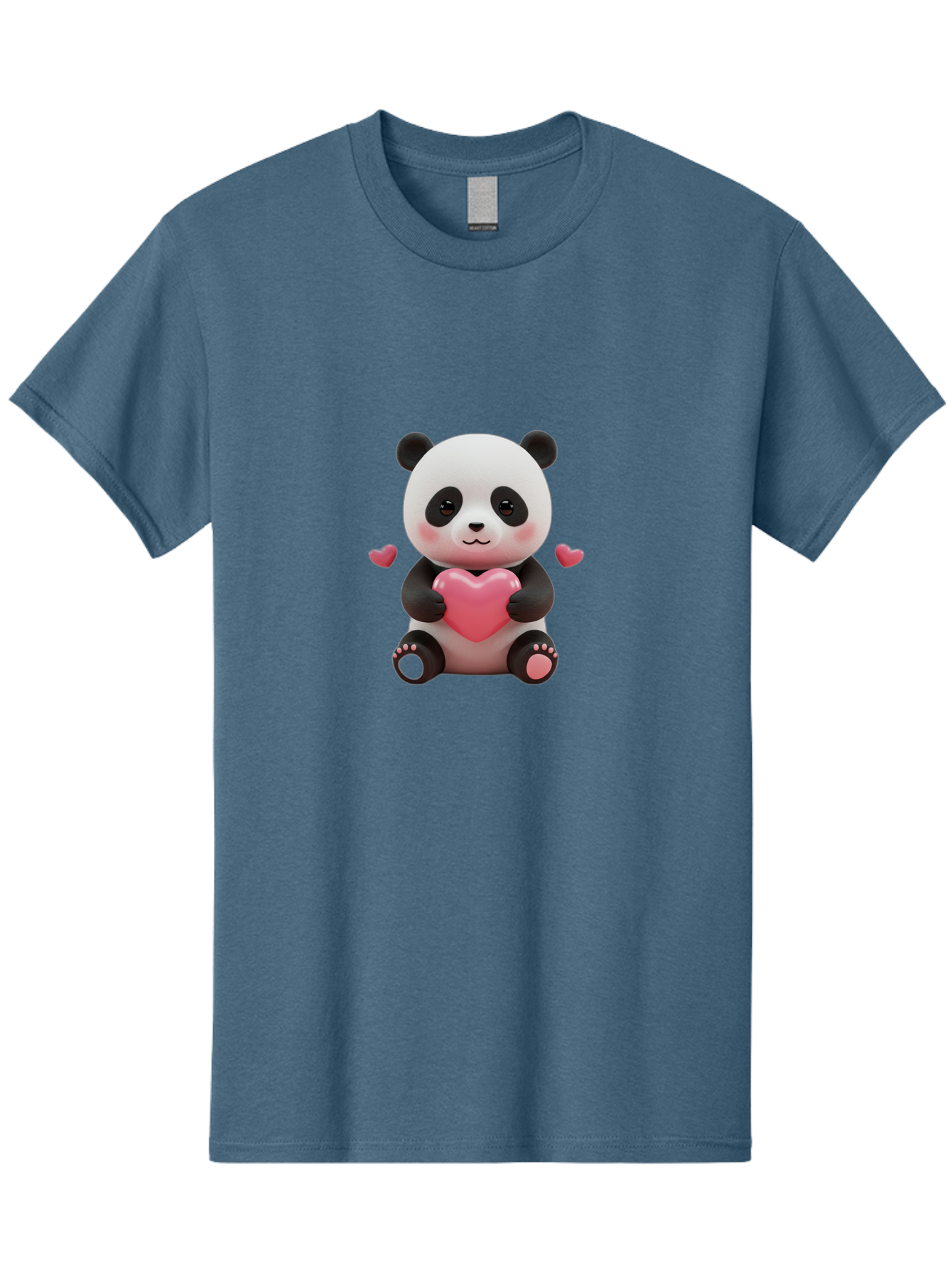 Panda-Holding-Heart-1 Men'S Graphic Tee, 100% Cotton, Comfortable Casual Summer Wear, Machine Washable, Cartoon Panda Holding Heart, Cute Panda Bear, Pink Hearts, Adorable Design, Kawaii Character, Love Symbol, Digital Illustration, Bae592 3