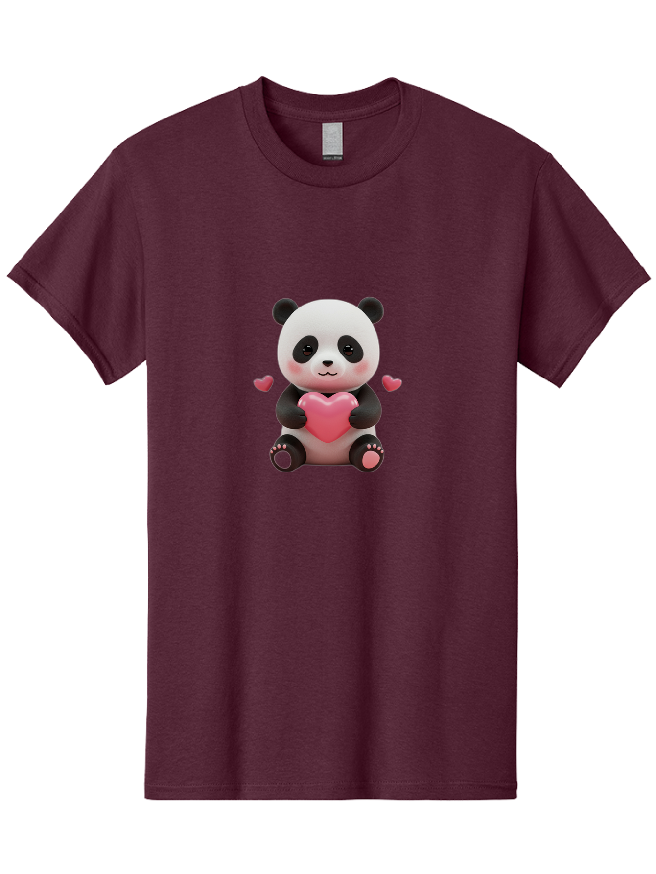Panda-Holding-Heart-1 Men'S Graphic Tee, 100% Cotton, Comfortable Casual Summer Wear, Machine Washable, Cartoon Panda Holding Heart, Cute Panda Bear, Pink Hearts, Adorable Design, Kawaii Character, Love Symbol, Digital Illustration, Bae592 1
