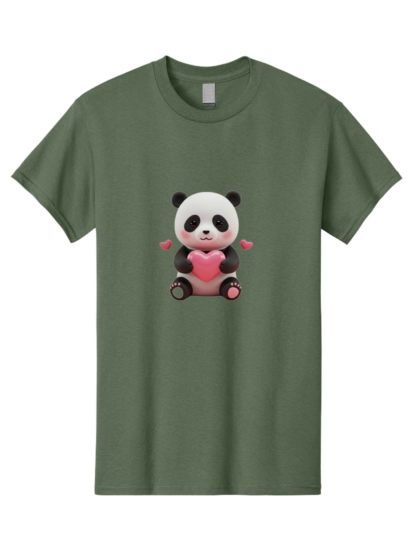 Panda-Holding-Heart-1 Men'S Graphic Tee, 100% Cotton, Comfortable Casual Summer Wear, Machine Washable, Cartoon Panda Holding Heart, Cute Panda Bear, Pink Hearts, Adorable Design, Kawaii Character, Love Symbol, Digital Illustration, Bae592 10