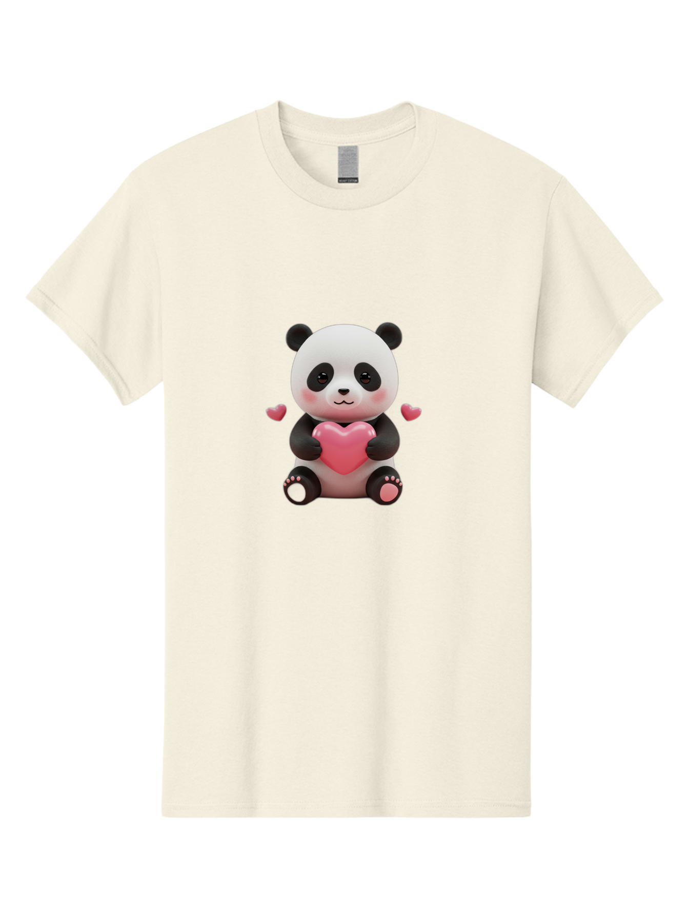 Panda-Holding-Heart-1 Men'S Graphic Tee, 100% Cotton, Comfortable Casual Summer Wear, Machine Washable, Cartoon Panda Holding Heart, Cute Panda Bear, Pink Hearts, Adorable Design, Kawaii Character, Love Symbol, Digital Illustration, Bae592 12