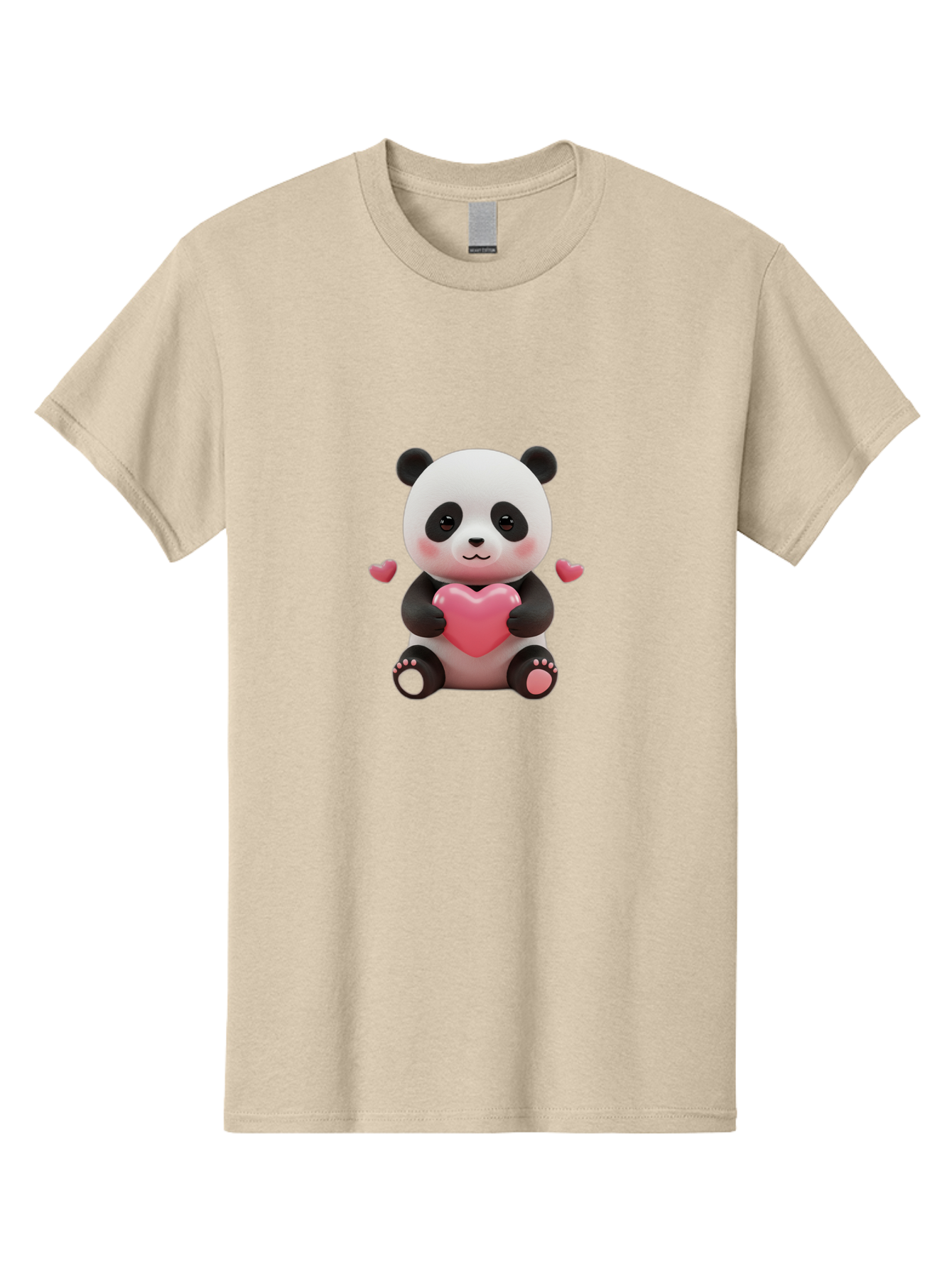 Panda-Holding-Heart-1 Men'S Graphic Tee, 100% Cotton, Comfortable Casual Summer Wear, Machine Washable, Cartoon Panda Holding Heart, Cute Panda Bear, Pink Hearts, Adorable Design, Kawaii Character, Love Symbol, Digital Illustration, Bae592 2