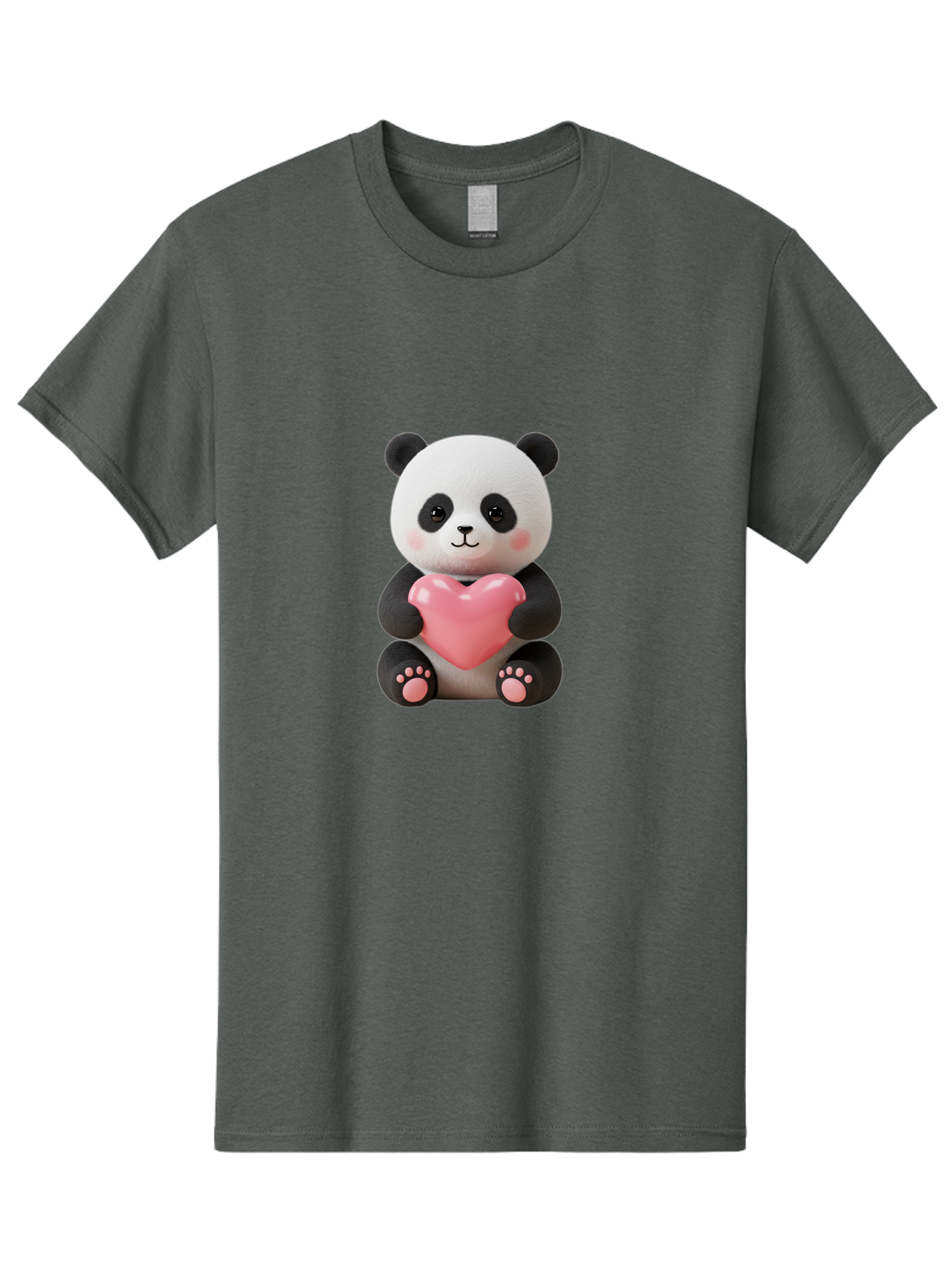 Panda-Holding-Heart-4 Men'S Graphic Tee, 100% Cotton, Comfortable Casual Summer Wear, Machine Washable, Cute Panda, Adorable Animal, Pink Heart, Love Symbol, Cartoon Character, Kawaii Design, Fluffy Panda, Heartwarming Scene, Bae595 14