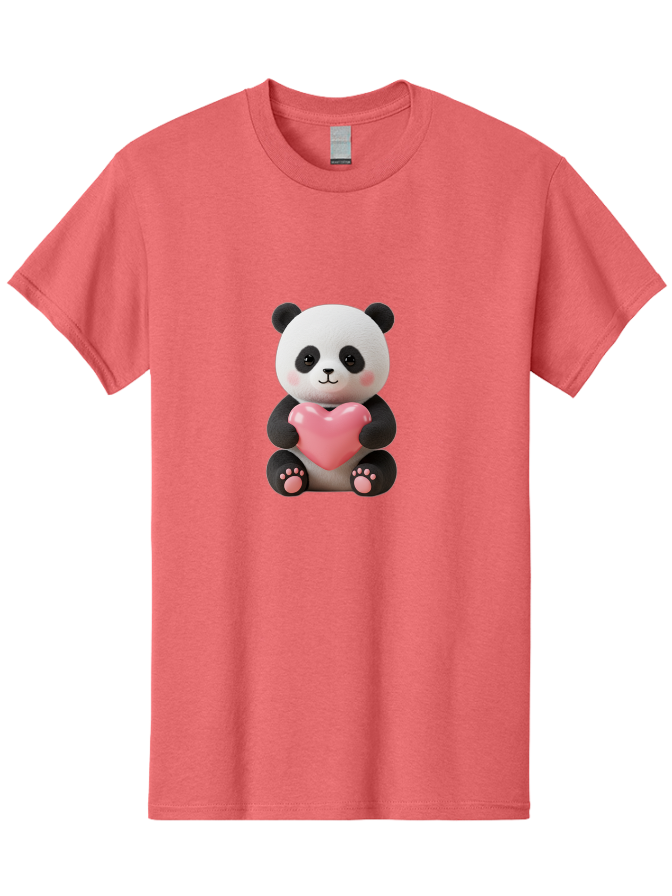 Panda-Holding-Heart-4 Men'S Graphic Tee, 100% Cotton, Comfortable Casual Summer Wear, Machine Washable, Cute Panda, Adorable Animal, Pink Heart, Love Symbol, Cartoon Character, Kawaii Design, Fluffy Panda, Heartwarming Scene, Bae595 13