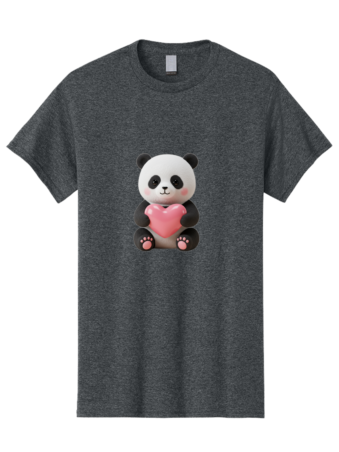 Panda-Holding-Heart-4 Men'S Graphic Tee, 100% Cotton, Comfortable Casual Summer Wear, Machine Washable, Cute Panda, Adorable Animal, Pink Heart, Love Symbol, Cartoon Character, Kawaii Design, Fluffy Panda, Heartwarming Scene, Bae595 2