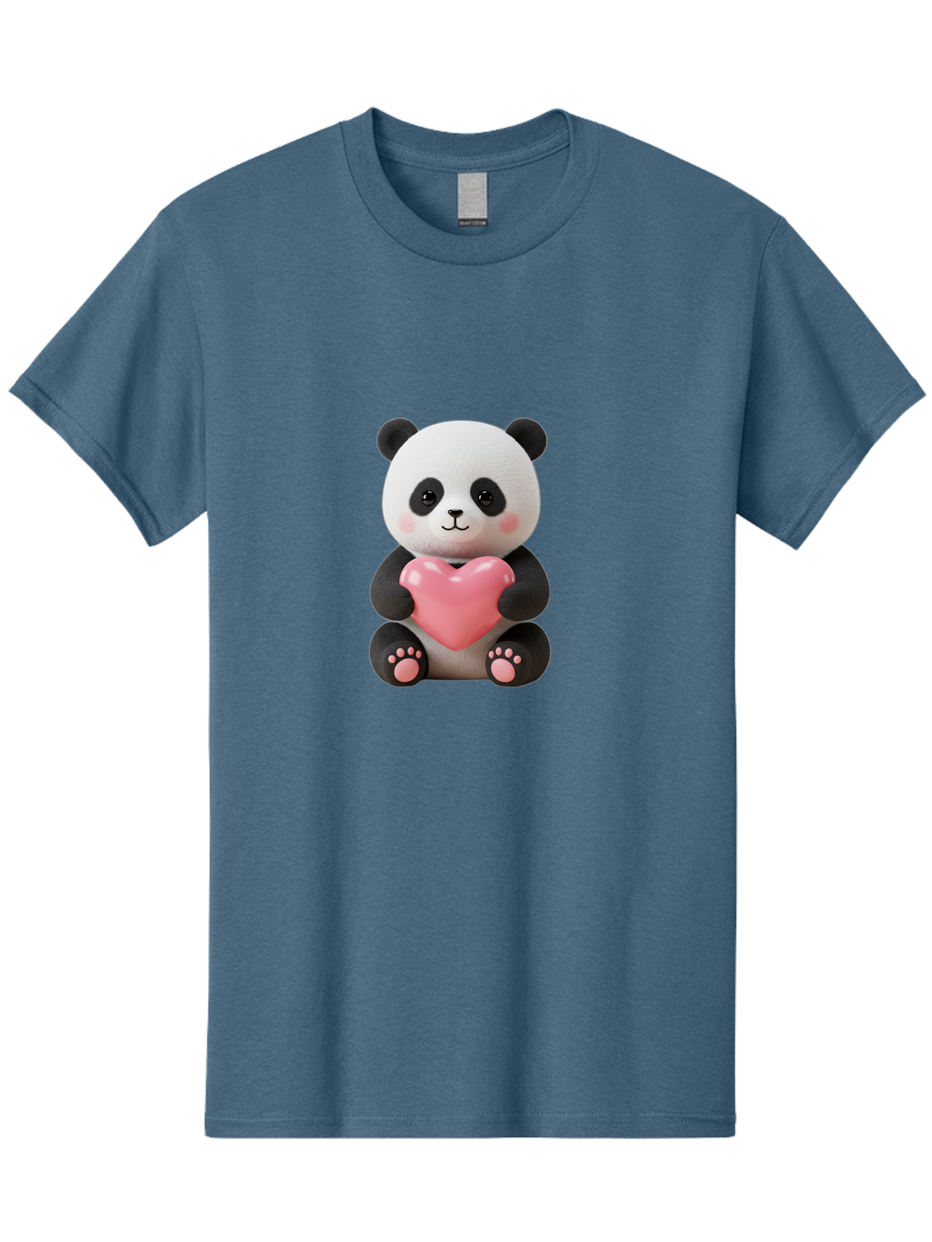 Panda-Holding-Heart-4 Men'S Graphic Tee, 100% Cotton, Comfortable Casual Summer Wear, Machine Washable, Cute Panda, Adorable Animal, Pink Heart, Love Symbol, Cartoon Character, Kawaii Design, Fluffy Panda, Heartwarming Scene, Bae595 10