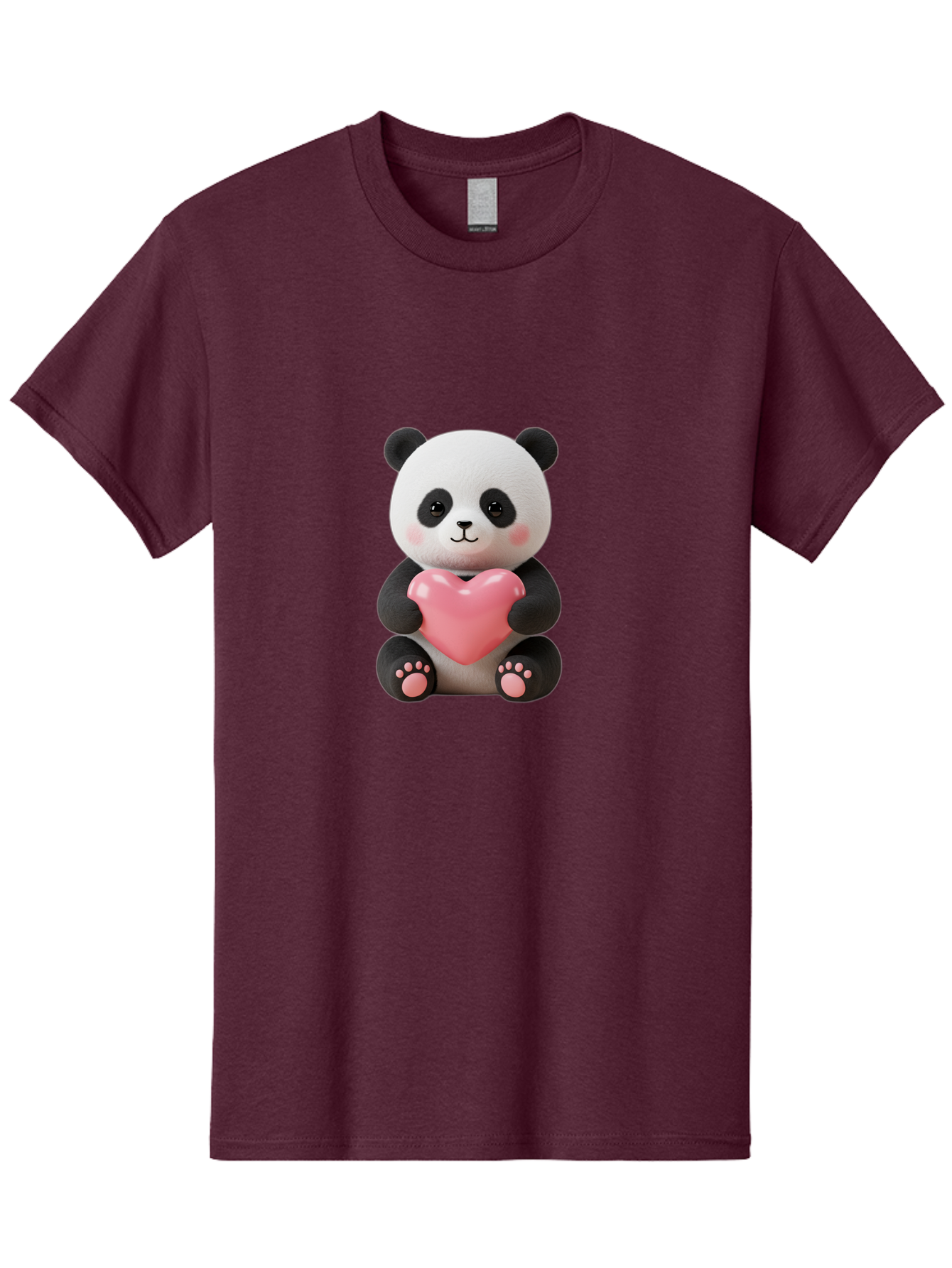 Panda-Holding-Heart-4 Men'S Graphic Tee, 100% Cotton, Comfortable Casual Summer Wear, Machine Washable, Cute Panda, Adorable Animal, Pink Heart, Love Symbol, Cartoon Character, Kawaii Design, Fluffy Panda, Heartwarming Scene, Bae595 3
