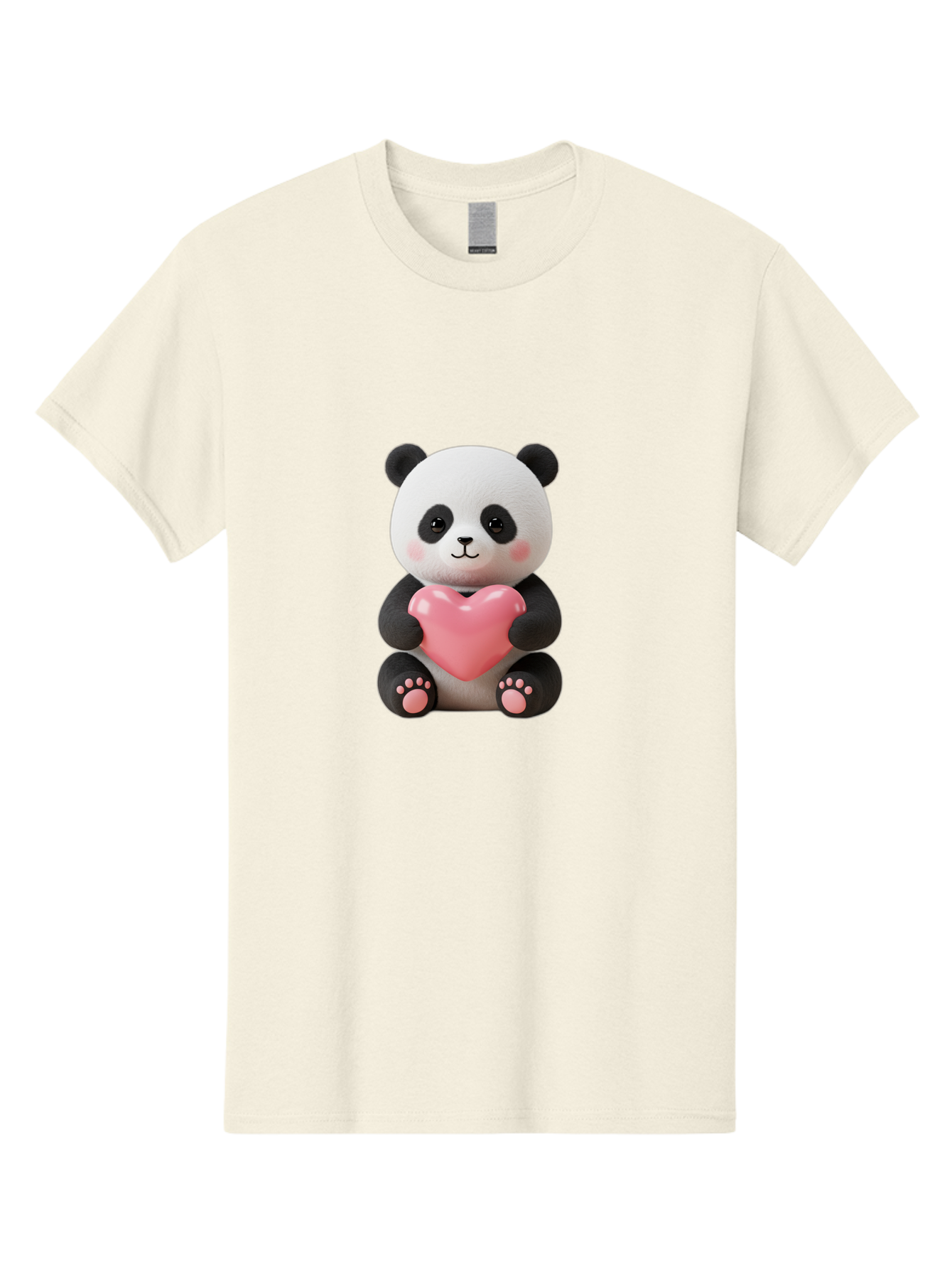 Panda-Holding-Heart-4 Men'S Graphic Tee, 100% Cotton, Comfortable Casual Summer Wear, Machine Washable, Cute Panda, Adorable Animal, Pink Heart, Love Symbol, Cartoon Character, Kawaii Design, Fluffy Panda, Heartwarming Scene, Bae595 15