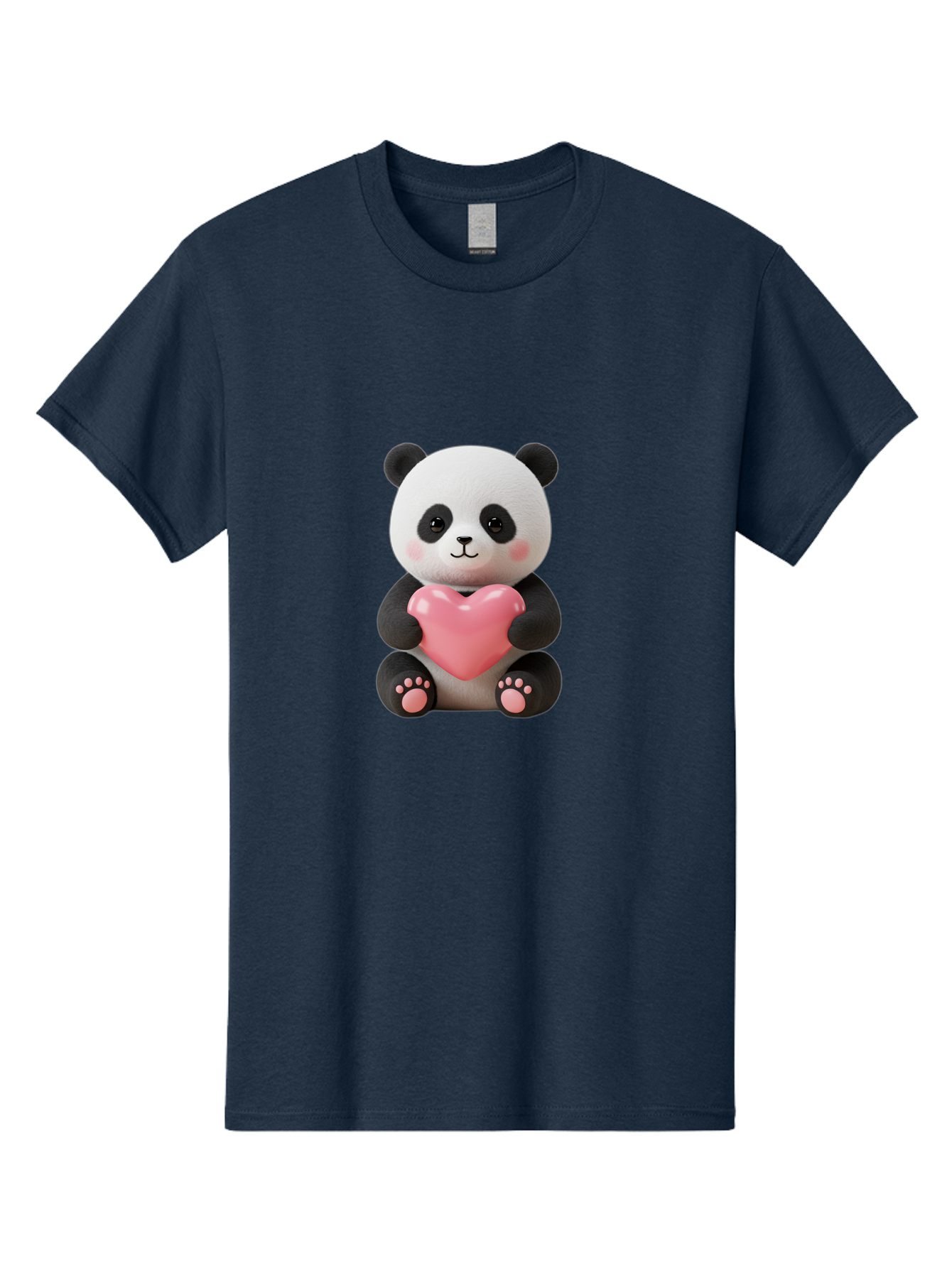 Panda-Holding-Heart-4 Men'S Graphic Tee, 100% Cotton, Comfortable Casual Summer Wear, Machine Washable, Cute Panda, Adorable Animal, Pink Heart, Love Symbol, Cartoon Character, Kawaii Design, Fluffy Panda, Heartwarming Scene, Bae595 6