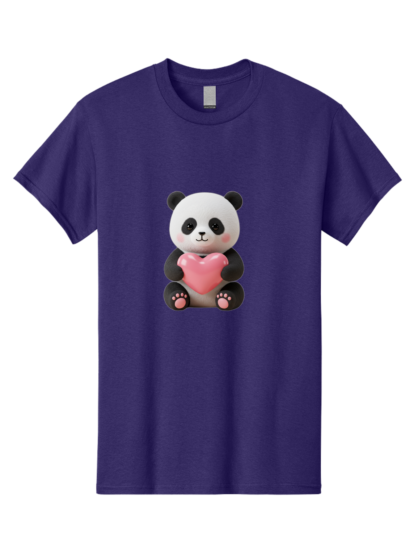 Panda-Holding-Heart-4 Men'S Graphic Tee, 100% Cotton, Comfortable Casual Summer Wear, Machine Washable, Cute Panda, Adorable Animal, Pink Heart, Love Symbol, Cartoon Character, Kawaii Design, Fluffy Panda, Heartwarming Scene, Bae595 8