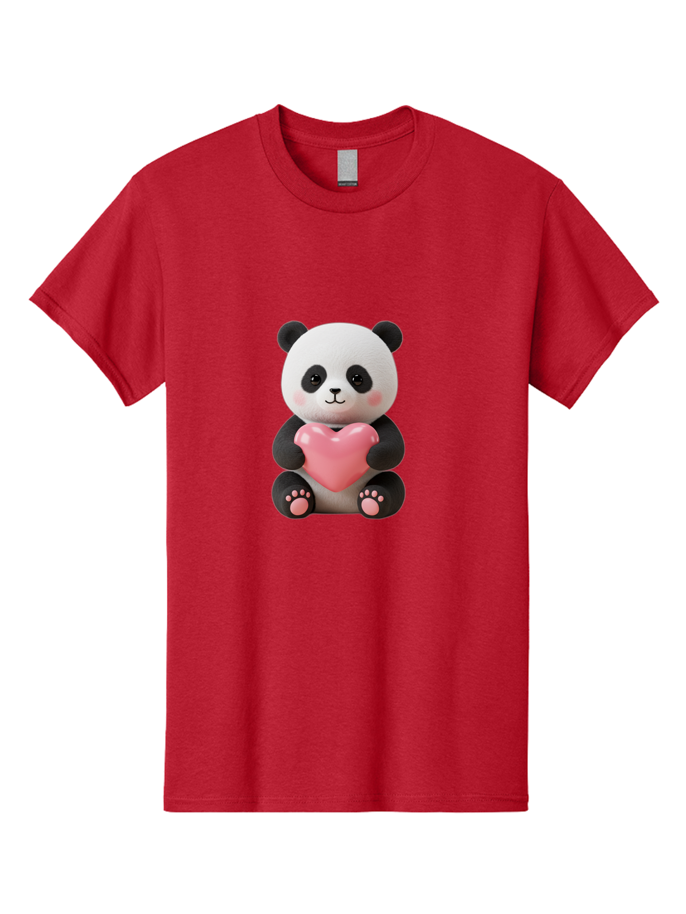 Panda-Holding-Heart-4 Men'S Graphic Tee, 100% Cotton, Comfortable Casual Summer Wear, Machine Washable, Cute Panda, Adorable Animal, Pink Heart, Love Symbol, Cartoon Character, Kawaii Design, Fluffy Panda, Heartwarming Scene, Bae595 1