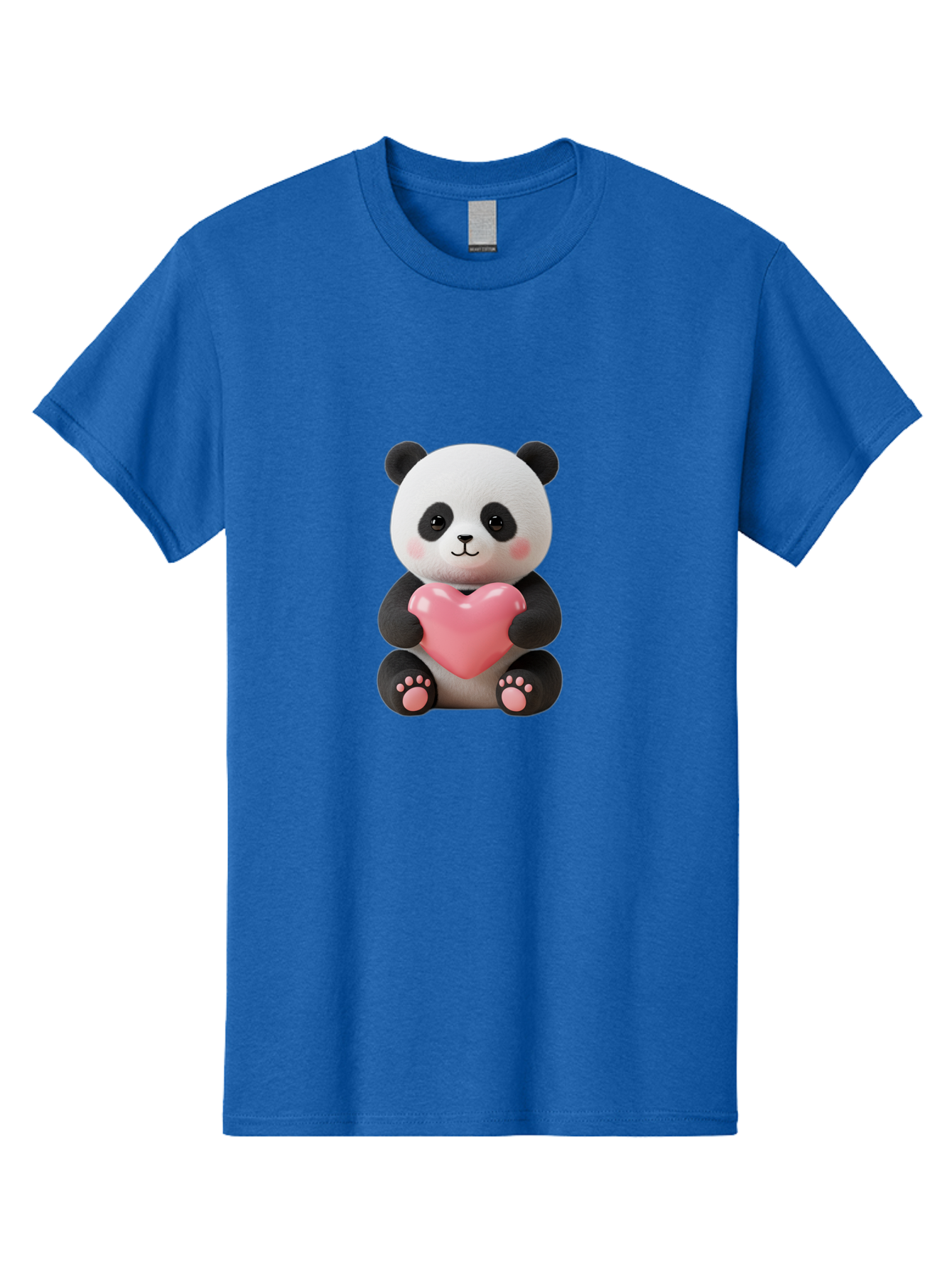 Panda-Holding-Heart-4 Men'S Graphic Tee, 100% Cotton, Comfortable Casual Summer Wear, Machine Washable, Cute Panda, Adorable Animal, Pink Heart, Love Symbol, Cartoon Character, Kawaii Design, Fluffy Panda, Heartwarming Scene, Bae595 9