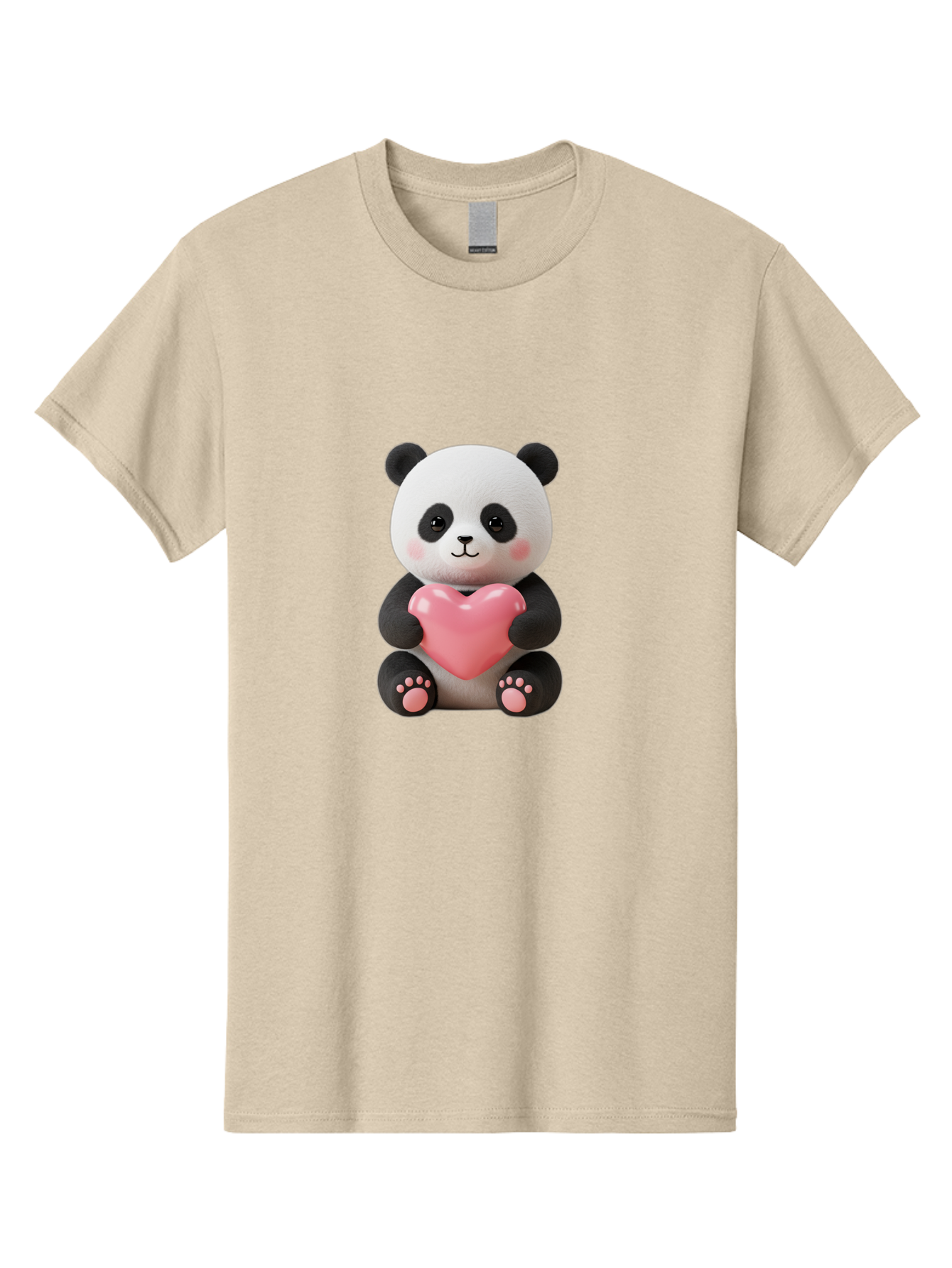 Panda-Holding-Heart-4 Men'S Graphic Tee, 100% Cotton, Comfortable Casual Summer Wear, Machine Washable, Cute Panda, Adorable Animal, Pink Heart, Love Symbol, Cartoon Character, Kawaii Design, Fluffy Panda, Heartwarming Scene, Bae595 11