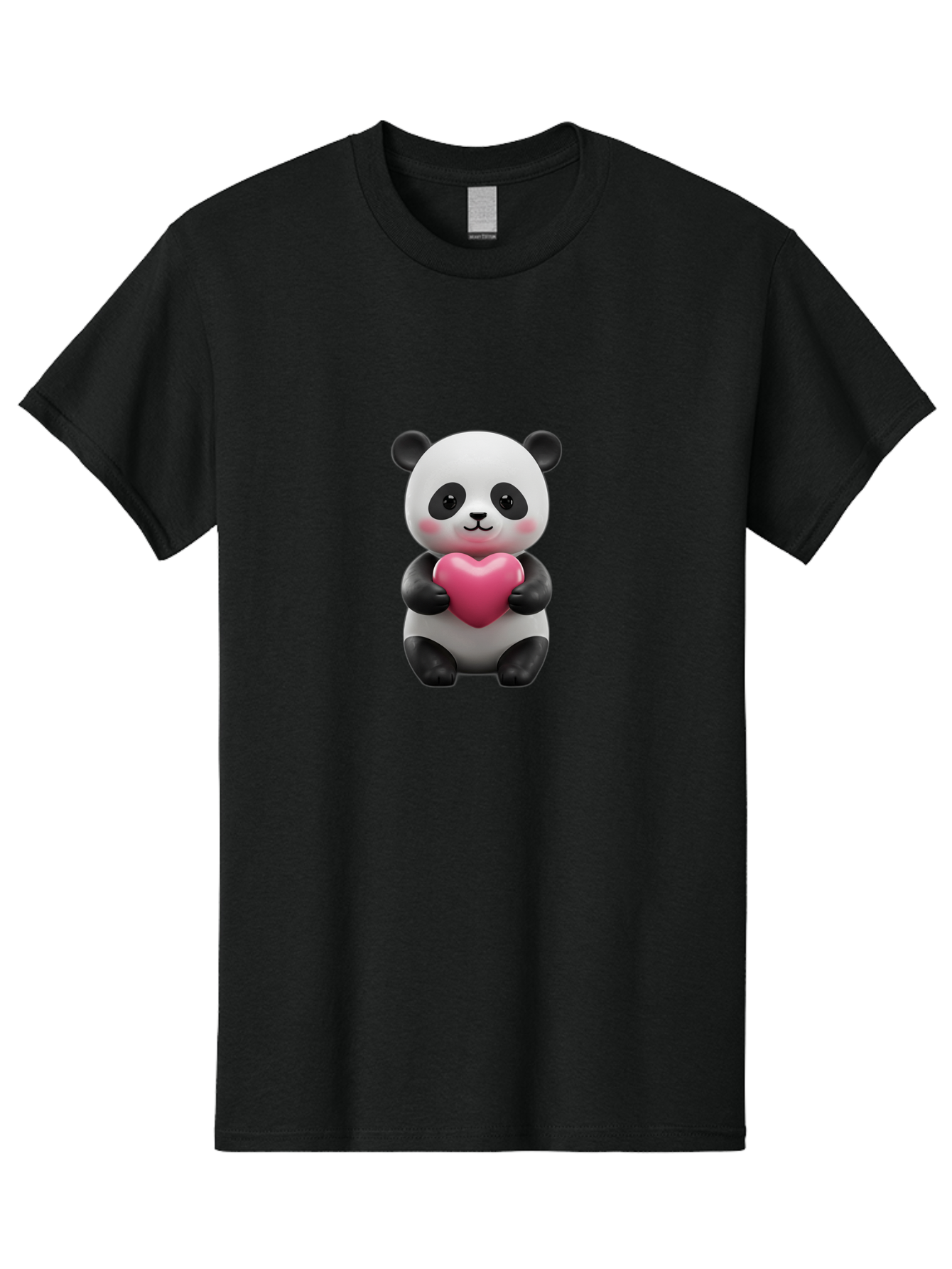 Panda-Holding-Heart-5 Men'S Graphic Tee, 100% Cotton, Comfortable Casual Summer Wear, Machine Washable, Cute Panda Bear, Adorable Cartoon Character, Pink Heart, Loving Gesture, Heartwarming Scene, Valentines Day, Love Symbol, Cartoon Graphics, Bae596 3
