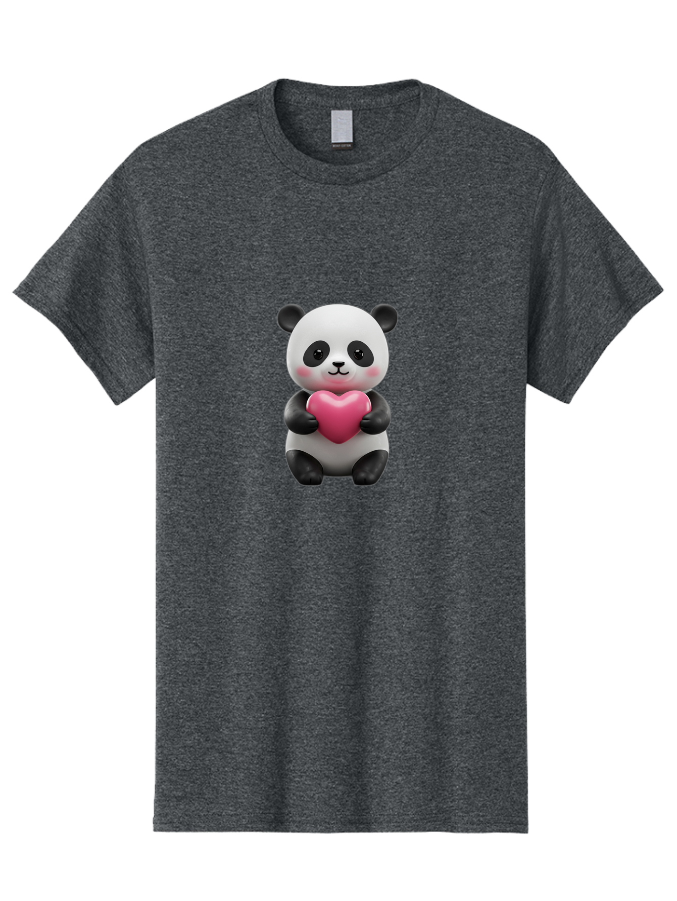 Panda-Holding-Heart-5 Men'S Graphic Tee, 100% Cotton, Comfortable Casual Summer Wear, Machine Washable, Cute Panda Bear, Adorable Cartoon Character, Pink Heart, Loving Gesture, Heartwarming Scene, Valentines Day, Love Symbol, Cartoon Graphics, Bae596 1