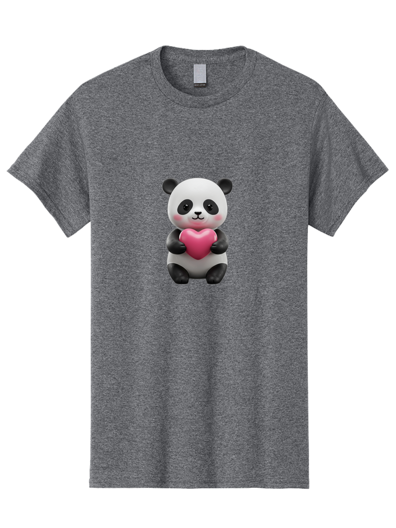 Panda-Holding-Heart-5 Men'S Graphic Tee, 100% Cotton, Comfortable Casual Summer Wear, Machine Washable, Cute Panda Bear, Adorable Cartoon Character, Pink Heart, Loving Gesture, Heartwarming Scene, Valentines Day, Love Symbol, Cartoon Graphics, Bae596 2