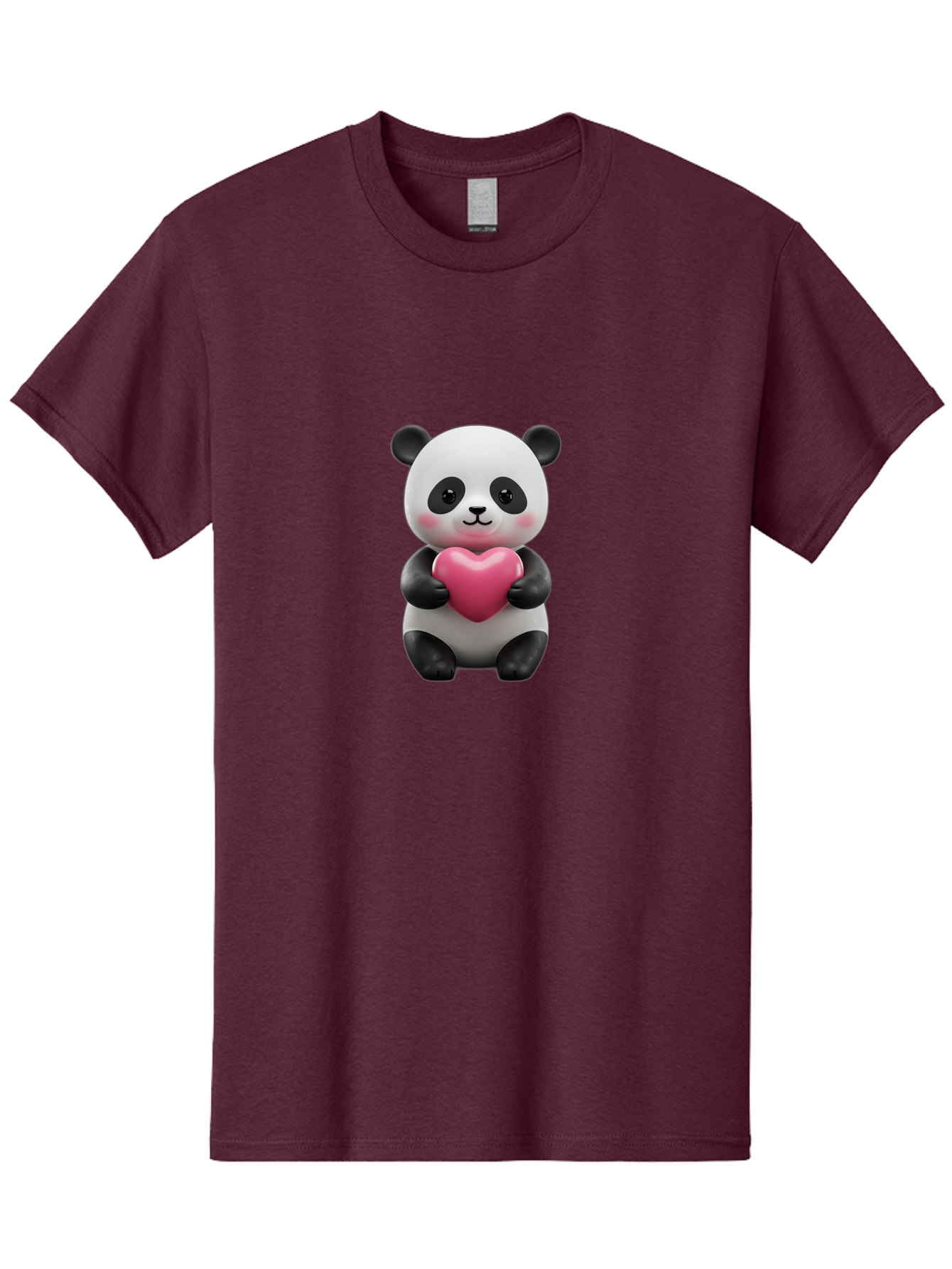 Panda-Holding-Heart-5 Men'S Graphic Tee, 100% Cotton, Comfortable Casual Summer Wear, Machine Washable, Cute Panda Bear, Adorable Cartoon Character, Pink Heart, Loving Gesture, Heartwarming Scene, Valentines Day, Love Symbol, Cartoon Graphics, Bae596 8