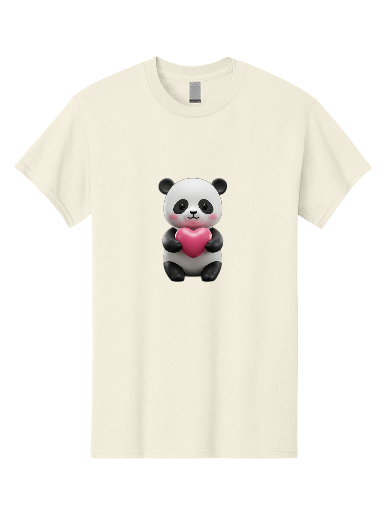 Panda-Holding-Heart-5 Men'S Graphic Tee, 100% Cotton, Comfortable Casual Summer Wear, Machine Washable, Cute Panda Bear, Adorable Cartoon Character, Pink Heart, Loving Gesture, Heartwarming Scene, Valentines Day, Love Symbol, Cartoon Graphics, Bae596 9
