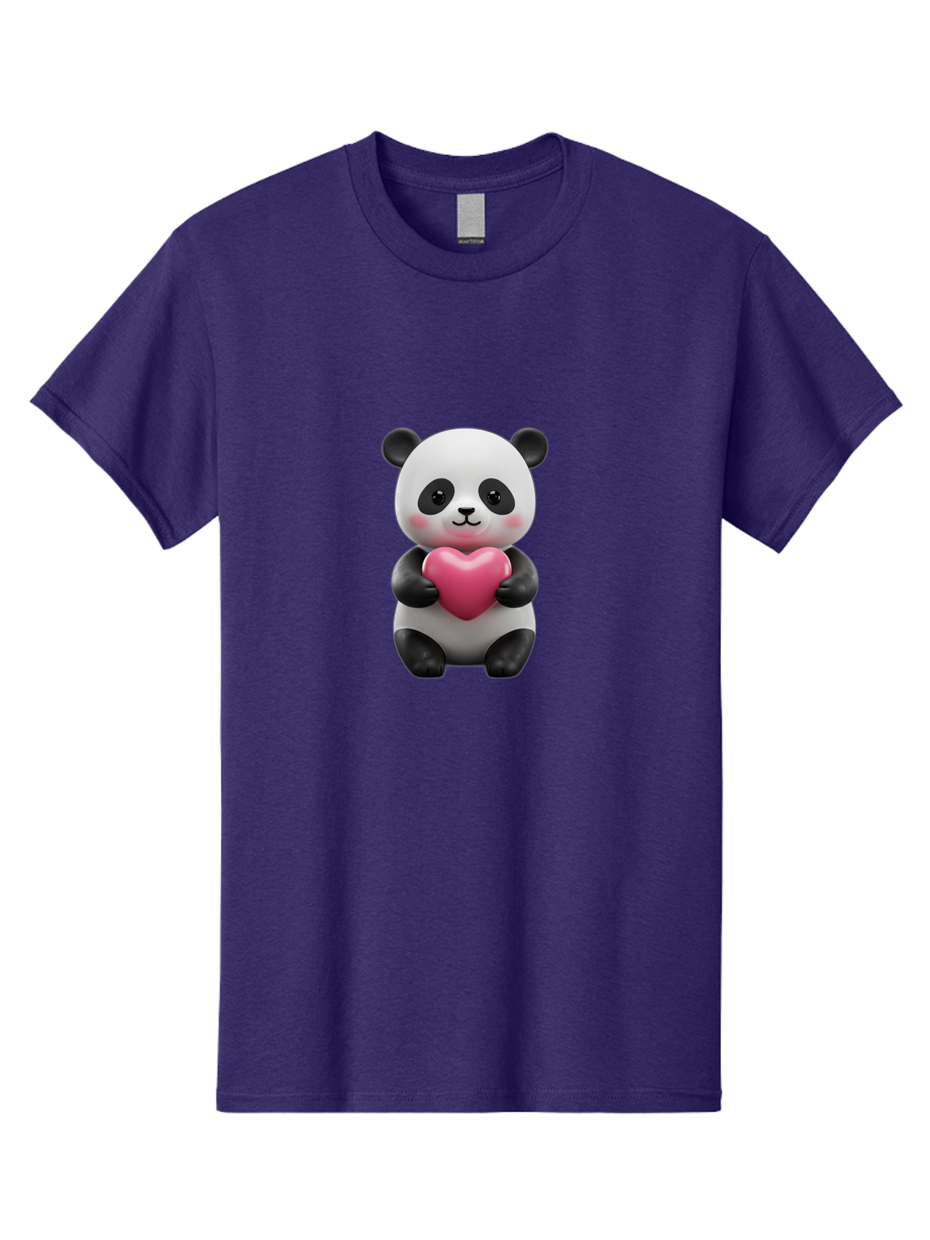 Panda-Holding-Heart-5 Men'S Graphic Tee, 100% Cotton, Comfortable Casual Summer Wear, Machine Washable, Cute Panda Bear, Adorable Cartoon Character, Pink Heart, Loving Gesture, Heartwarming Scene, Valentines Day, Love Symbol, Cartoon Graphics, Bae596 15
