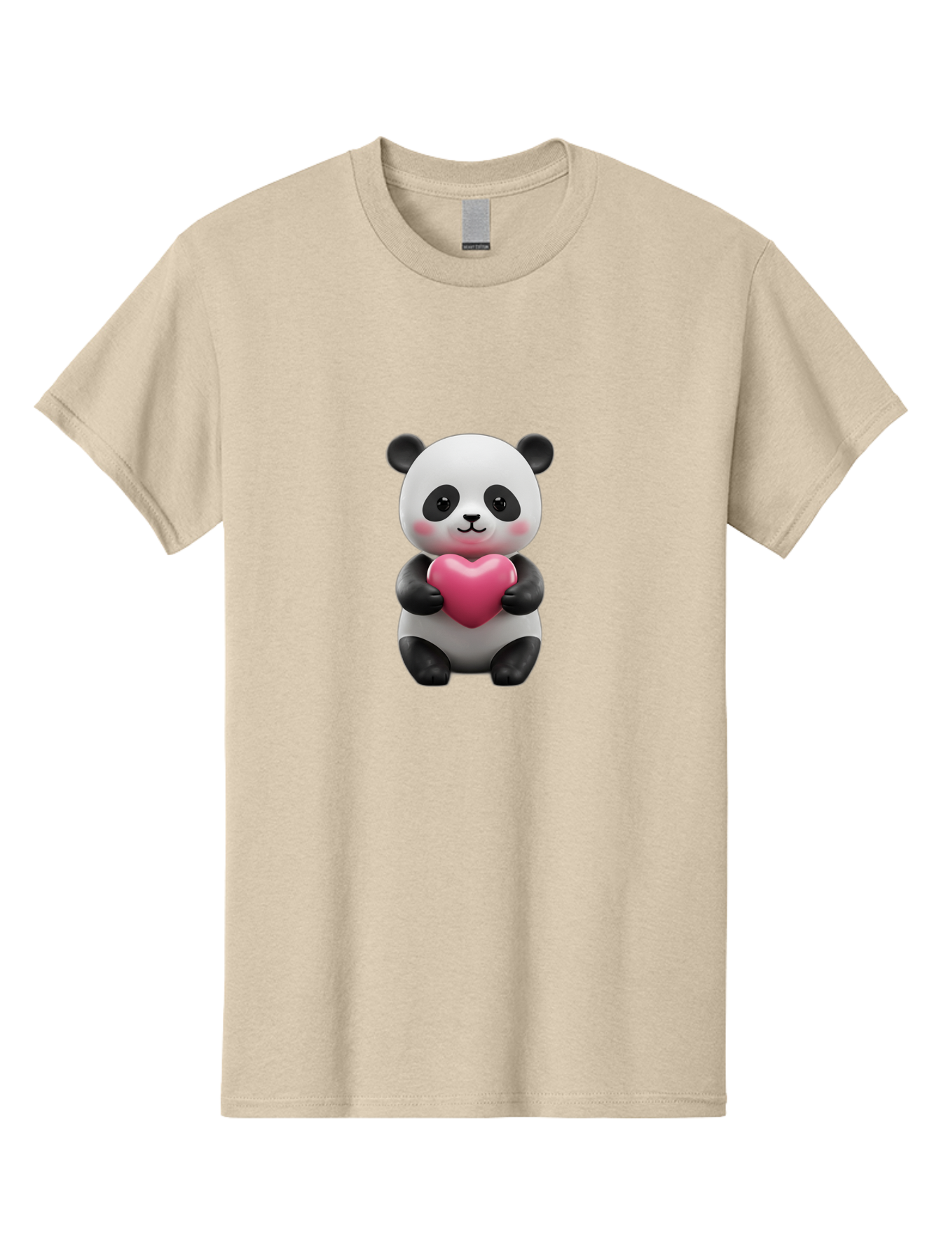 Panda-Holding-Heart-5 Men'S Graphic Tee, 100% Cotton, Comfortable Casual Summer Wear, Machine Washable, Cute Panda Bear, Adorable Cartoon Character, Pink Heart, Loving Gesture, Heartwarming Scene, Valentines Day, Love Symbol, Cartoon Graphics, Bae596 12