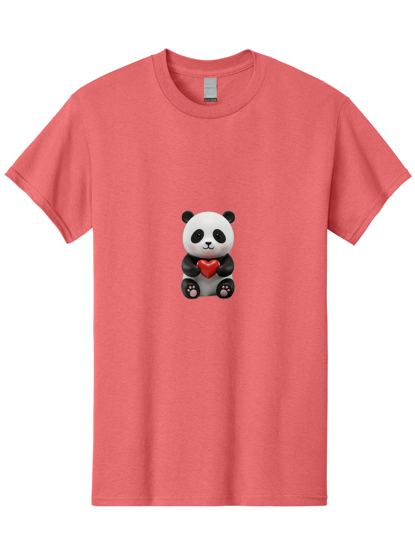 Panda-Holding-Heart-6 Men'S Graphic Tee, 100% Cotton, Comfortable Casual Summer Wear, Machine Washable, Panda Bear, Cartoon Character, Red Heart, Cute Animal, Adorable Creature, Love Symbol, Black And White Panda, 3D Illustration, Kawaii Art, Bae597 12