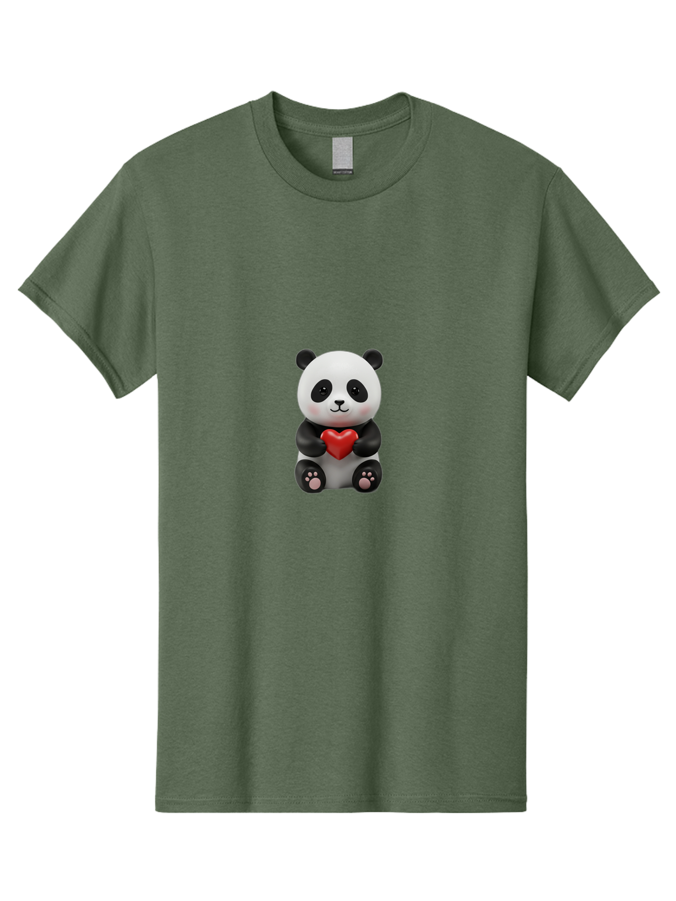 Panda-Holding-Heart-6 Men'S Graphic Tee, 100% Cotton, Comfortable Casual Summer Wear, Machine Washable, Panda Bear, Cartoon Character, Red Heart, Cute Animal, Adorable Creature, Love Symbol, Black And White Panda, 3D Illustration, Kawaii Art, Bae597 2