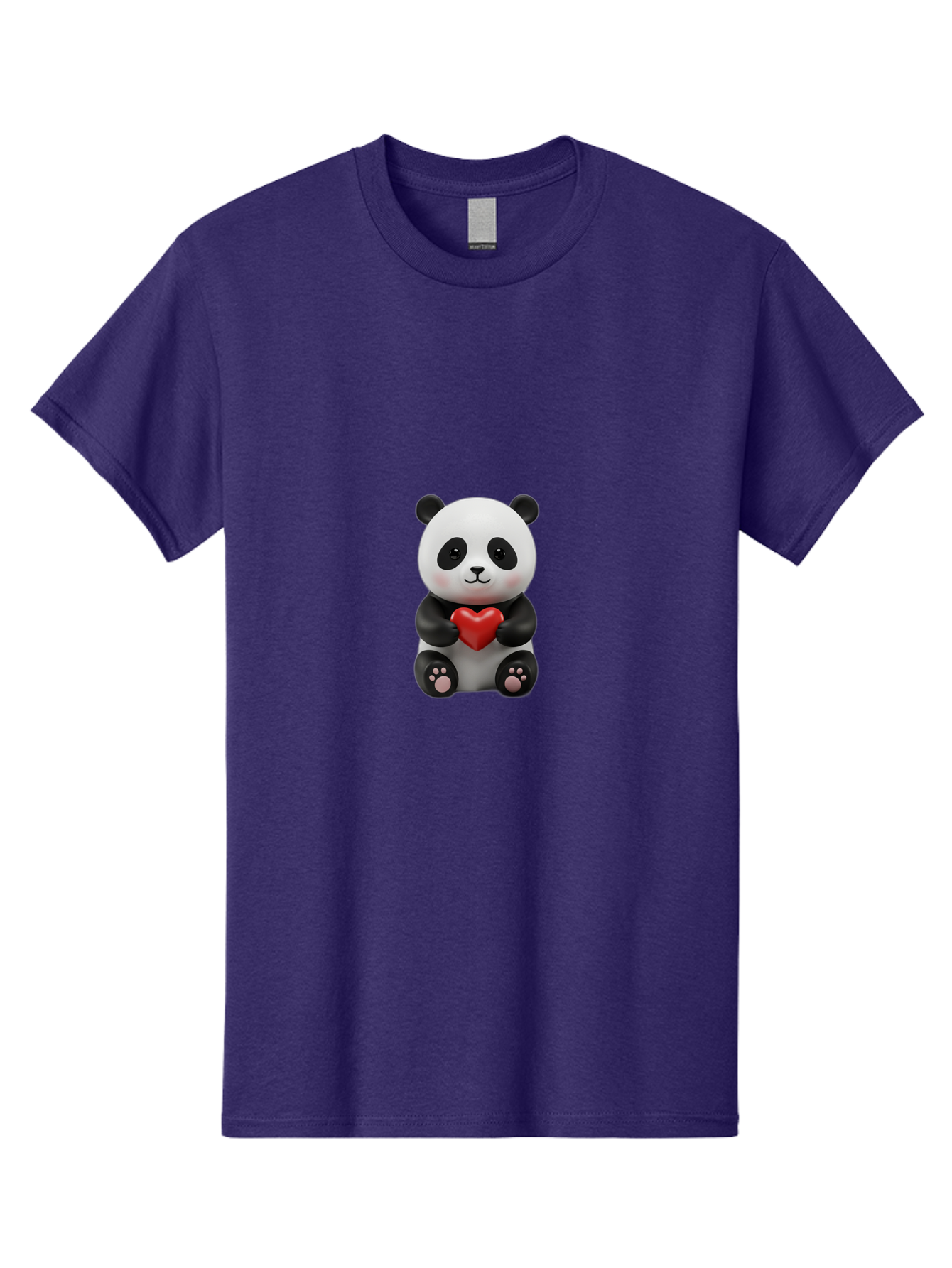 Panda-Holding-Heart-6 Men'S Graphic Tee, 100% Cotton, Comfortable Casual Summer Wear, Machine Washable, Panda Bear, Cartoon Character, Red Heart, Cute Animal, Adorable Creature, Love Symbol, Black And White Panda, 3D Illustration, Kawaii Art, Bae597 3