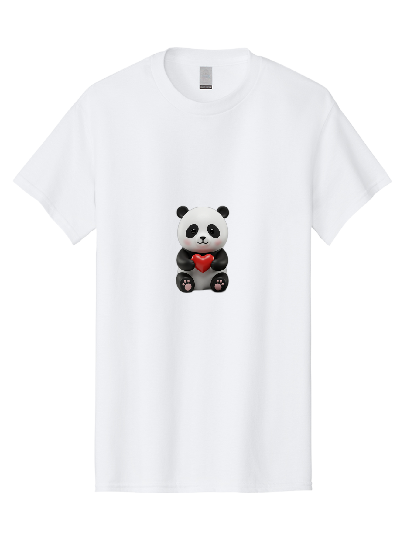 Panda-Holding-Heart-6 Men'S Graphic Tee, 100% Cotton, Comfortable Casual Summer Wear, Machine Washable, Panda Bear, Cartoon Character, Red Heart, Cute Animal, Adorable Creature, Love Symbol, Black And White Panda, 3D Illustration, Kawaii Art, Bae597 7