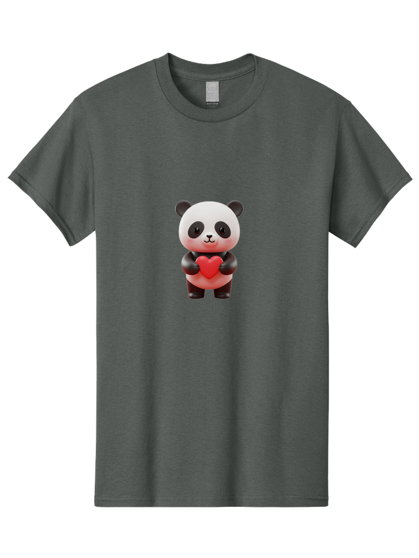 Panda-Holding-Heart-7 Men'S Graphic Tee, 100% Cotton, Comfortable Casual Summer Wear, Machine Washable, Cartoon Panda, Cute Bear, Red Heart, Love Symbol, Adorable Character, 3D Illustration, Kawaii Animal, Heartwarming Scene, Sweet Expression, Bae598 8