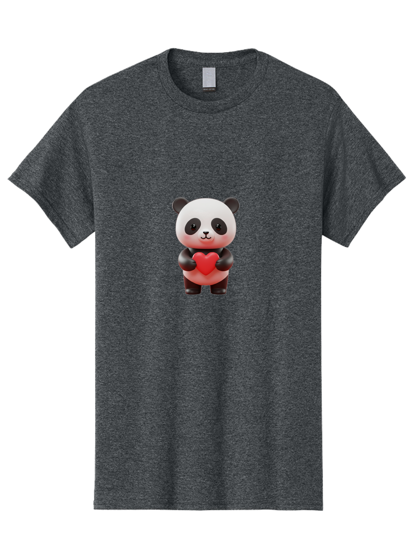 Panda-Holding-Heart-7 Men'S Graphic Tee, 100% Cotton, Comfortable Casual Summer Wear, Machine Washable, Cartoon Panda, Cute Bear, Red Heart, Love Symbol, Adorable Character, 3D Illustration, Kawaii Animal, Heartwarming Scene, Sweet Expression, Bae598 1