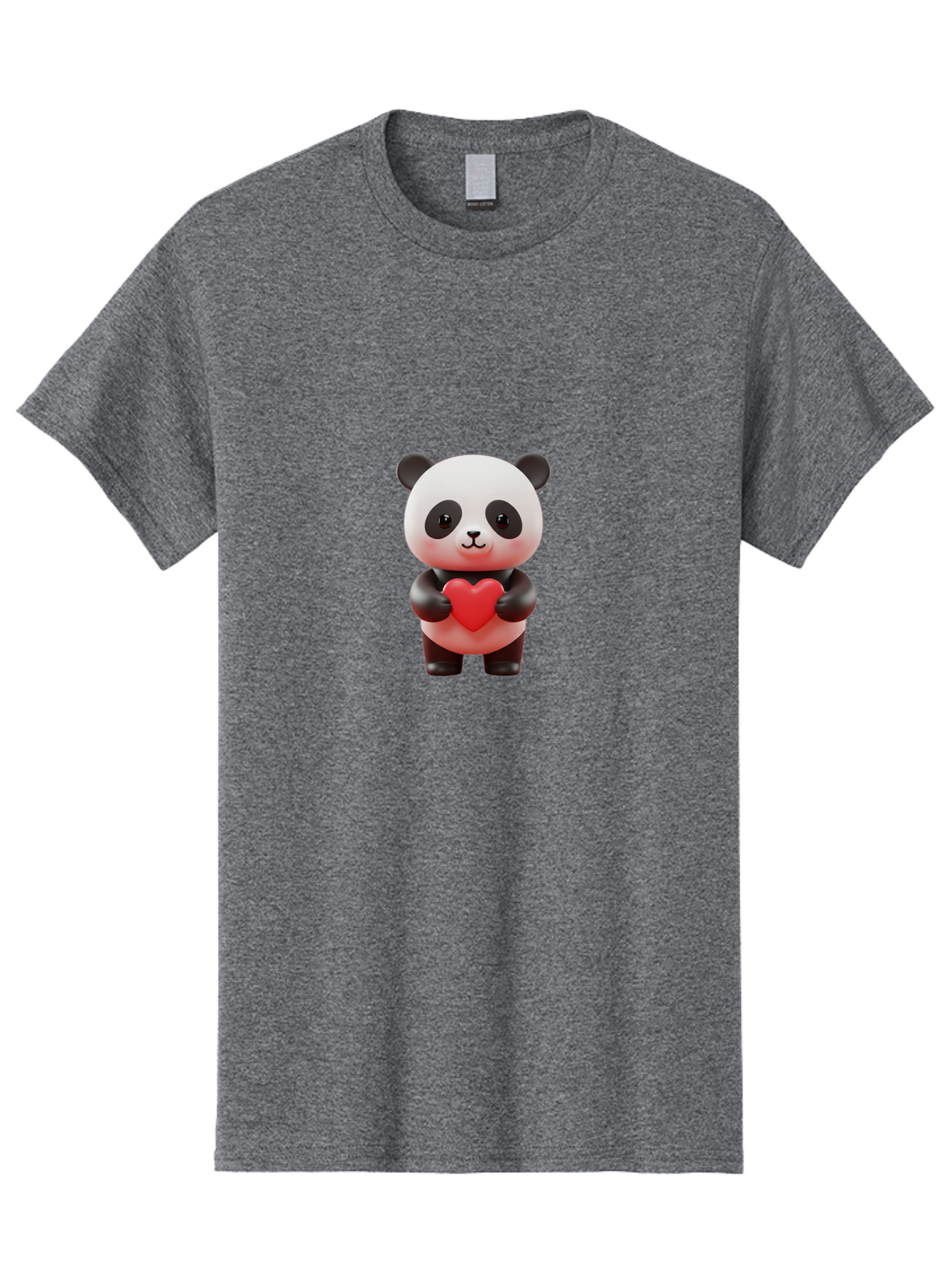 Panda-Holding-Heart-7 Men'S Graphic Tee, 100% Cotton, Comfortable Casual Summer Wear, Machine Washable, Cartoon Panda, Cute Bear, Red Heart, Love Symbol, Adorable Character, 3D Illustration, Kawaii Animal, Heartwarming Scene, Sweet Expression, Bae598 13